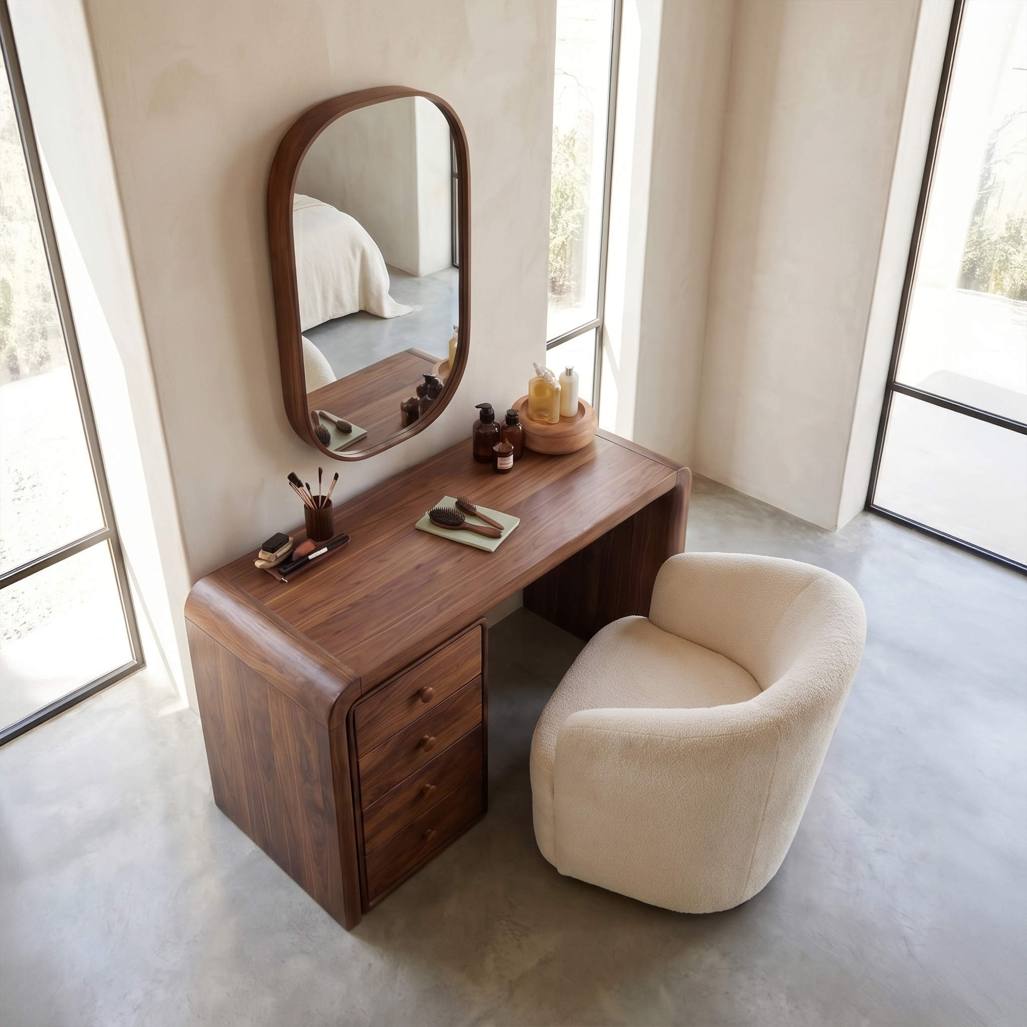Mid Century Makeup Vanity With Drawer Storage For Bedroom SINLSABDT072