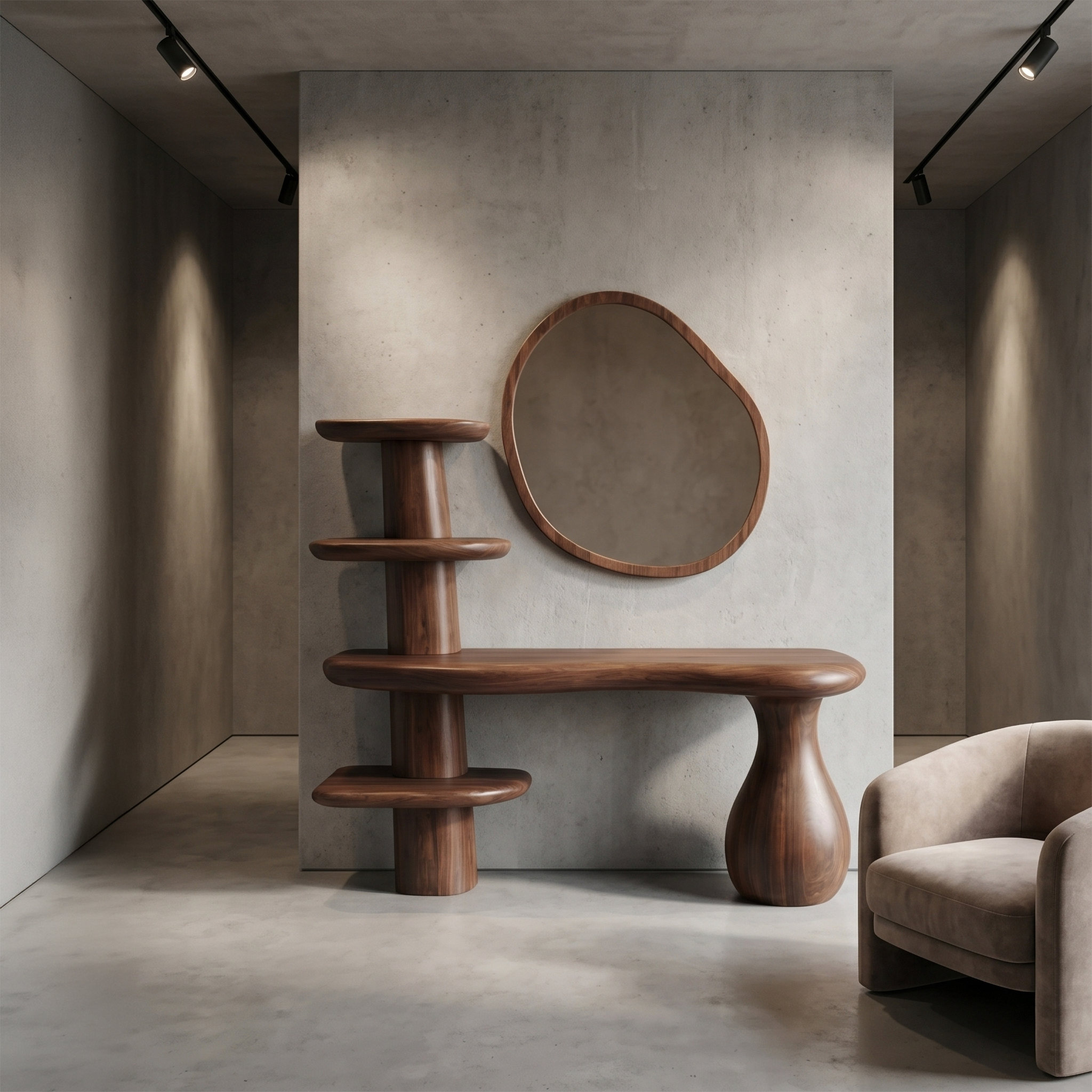 Organic Corner Vanity Table For Bedroom SINLSABDT078