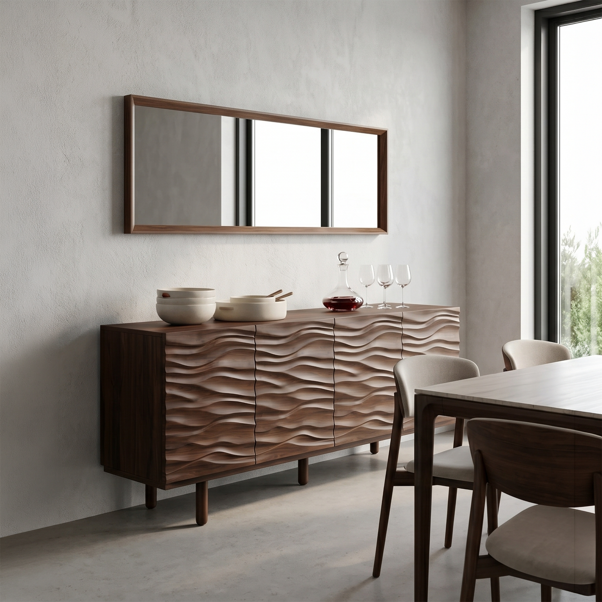 Modern Minimalist Sideboard With Textured Wood Doors For Living Room SINLSASC523