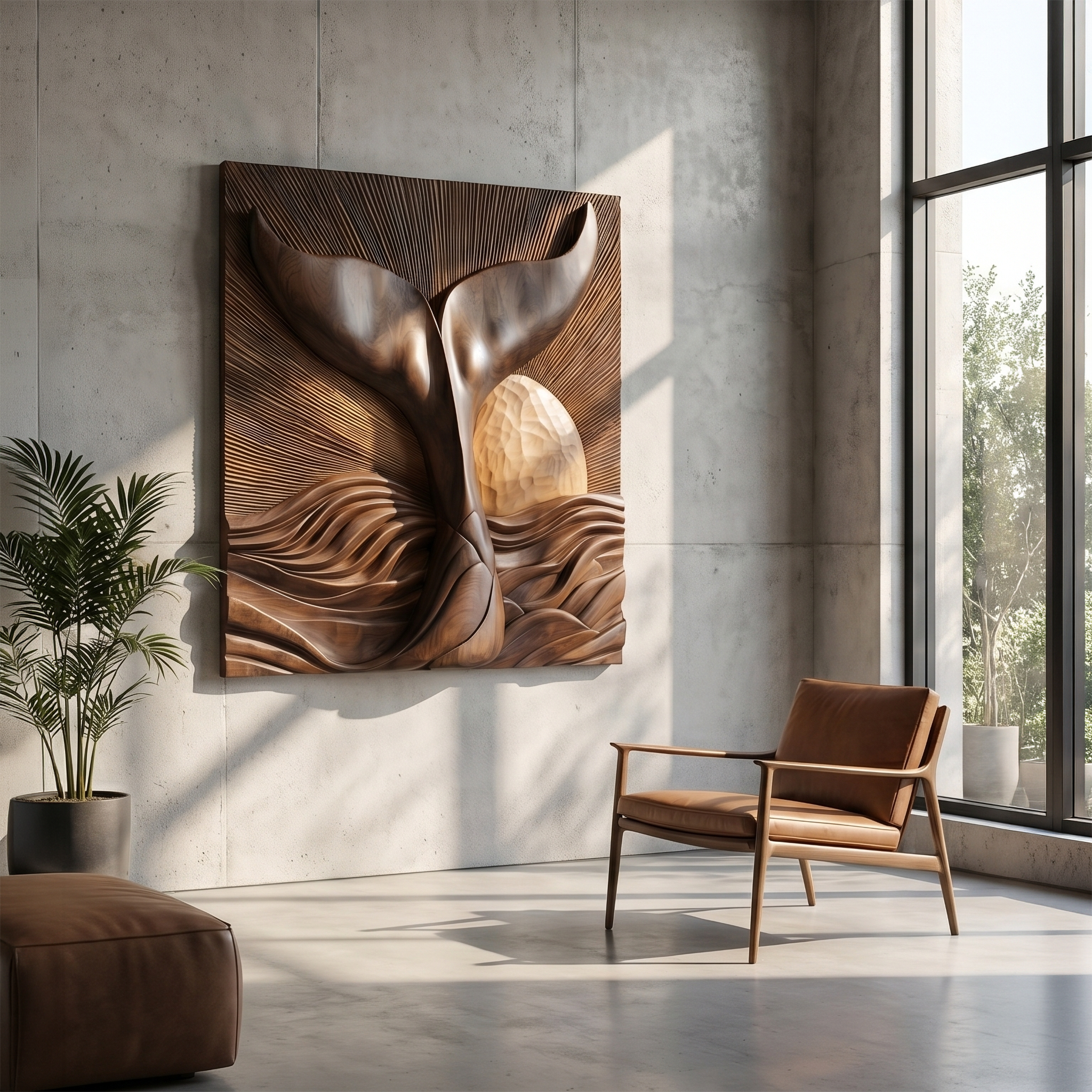 Abstract Botanical Wall Art Panel For Living Room And Entryway SINLSAWD088