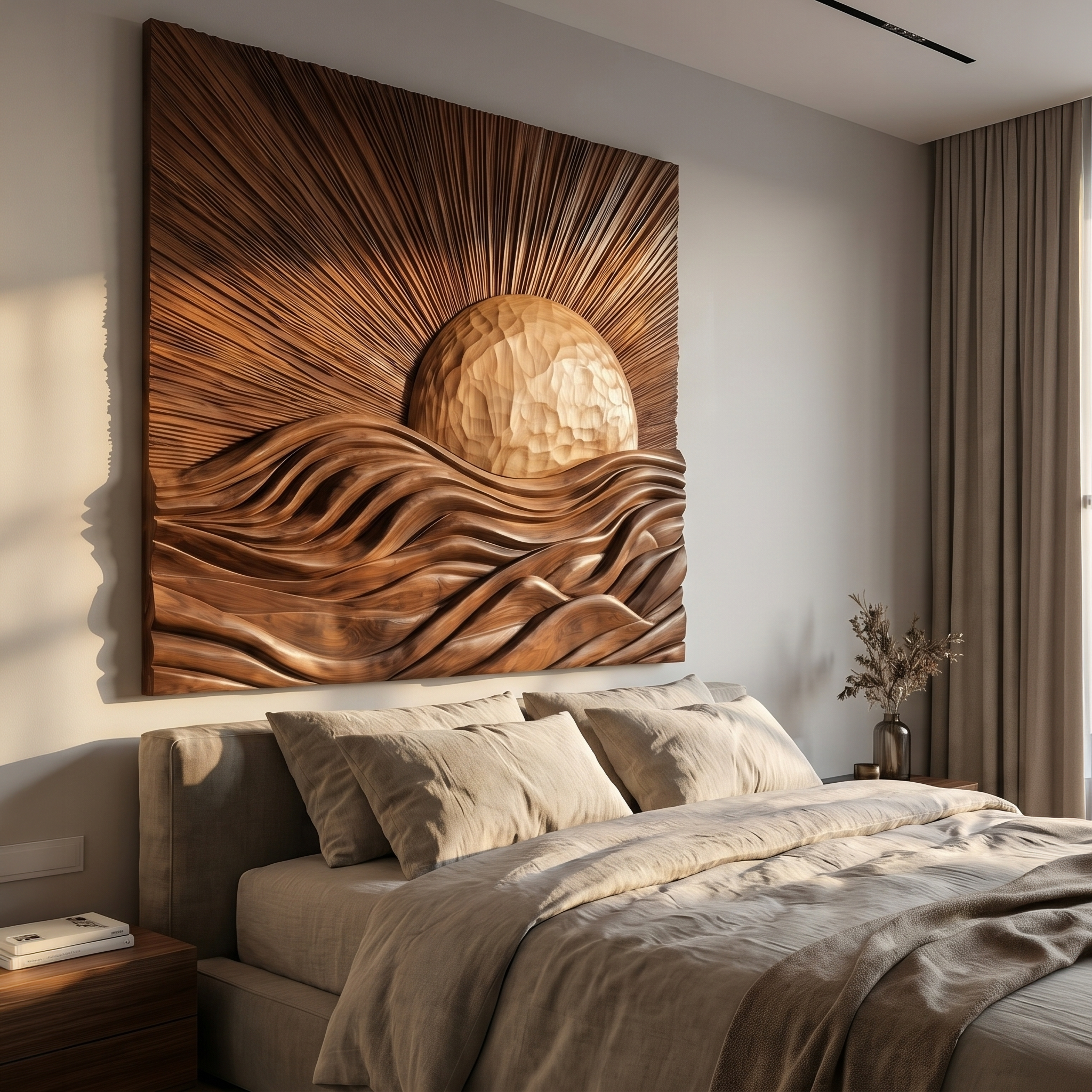 Organic Sunrise Wall Art Panel For Living Room And Entryway SINLSAWD089
