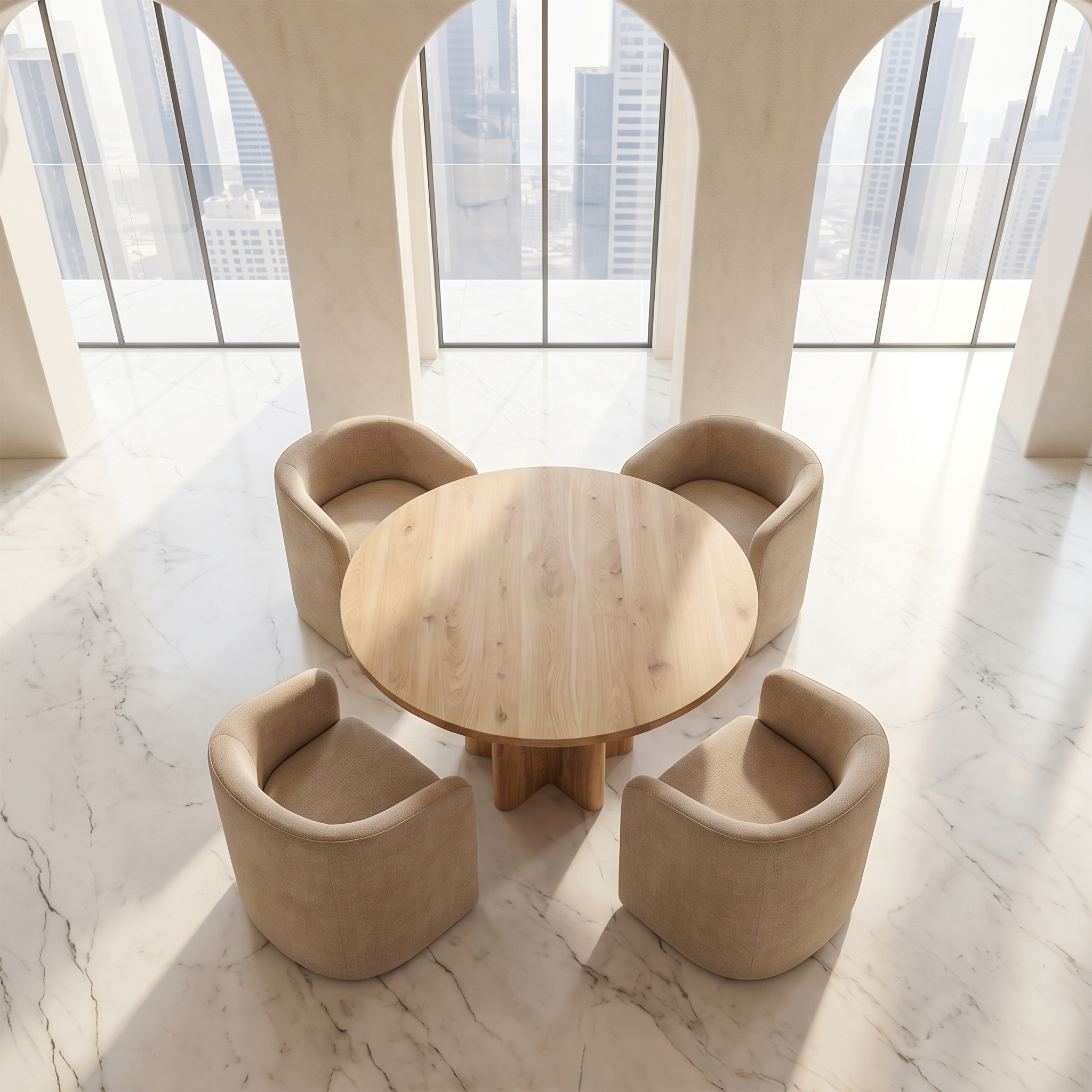 Organic Foyer Table With Sculptural Solid Wood Pedestal Base For Entryway SINLSAFT036