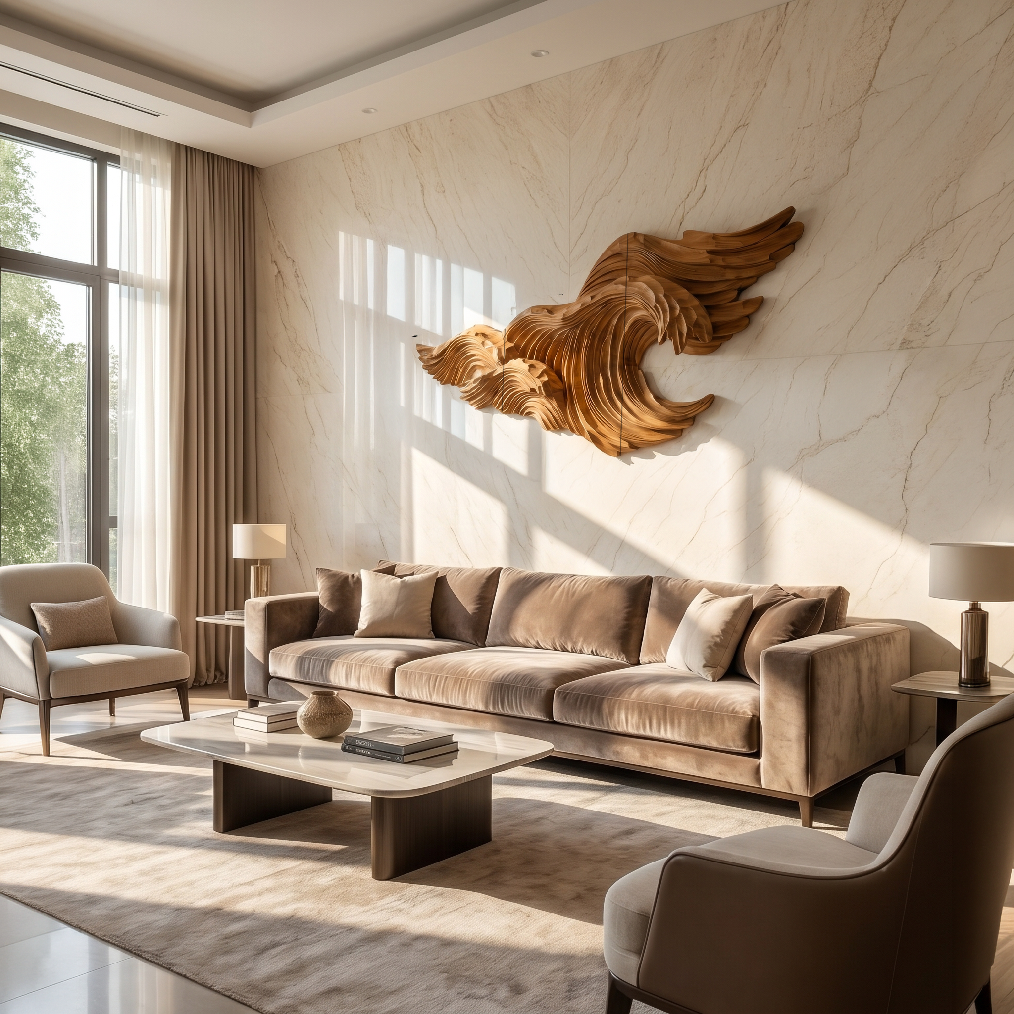 Abstract Wave Wall Art With Sculptural Flowing Design For Living Room And Entryway SINLSAWD097