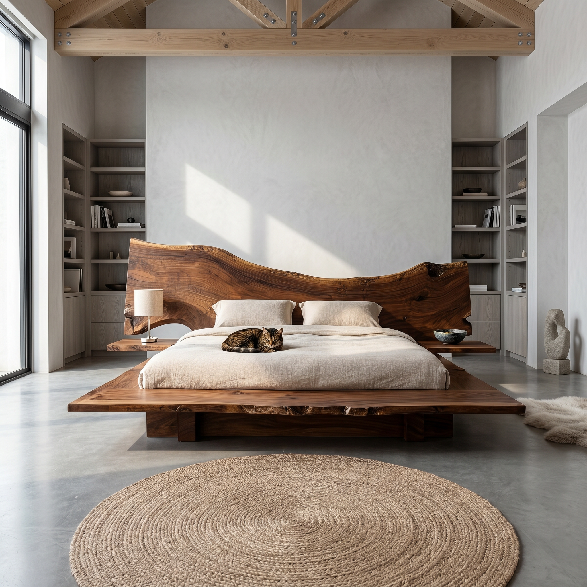 Modern Platform Bed Frame With Low Profile Solid Wood Design For Bedroom SINLSAWB126