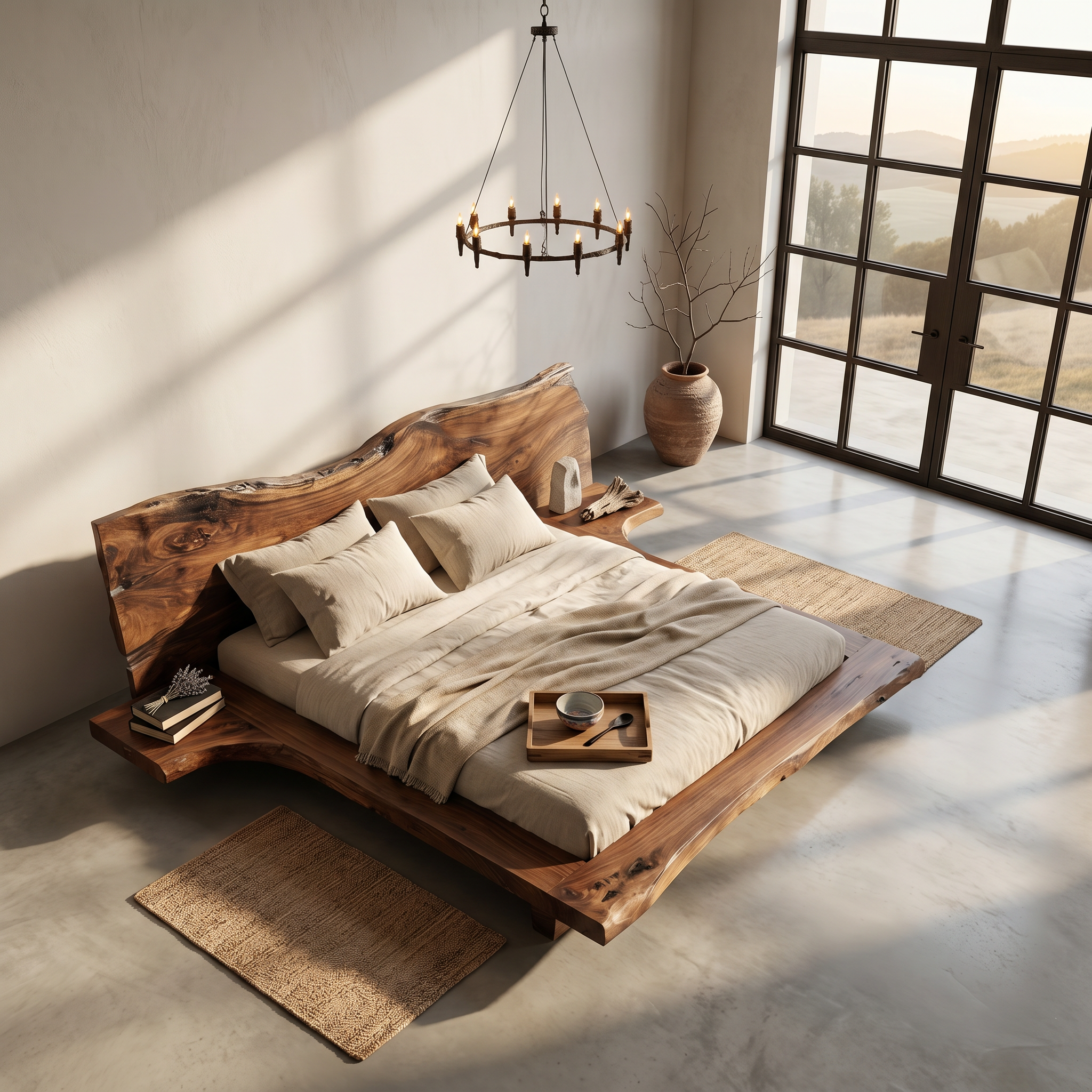 Contemporary Platform Bed Frame With Solid Wood Headboard For Bedroom SINLSAWB132