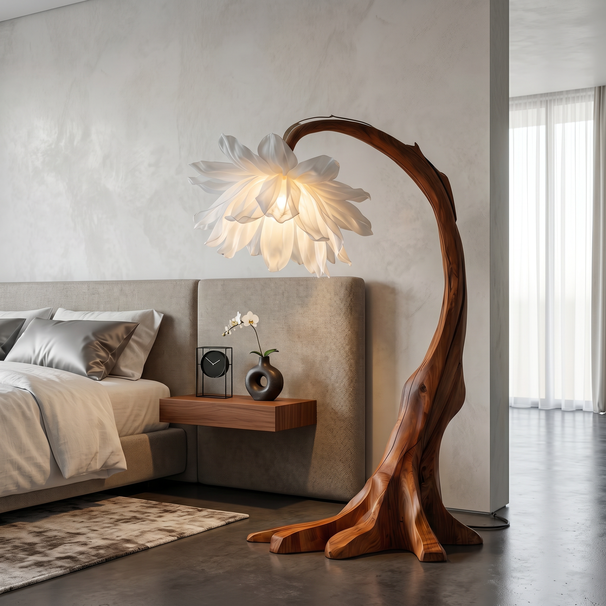 Contemporary Floor Lamp With Sculptural Floral Design For Living Room And Bedroom SINLSAFLP098