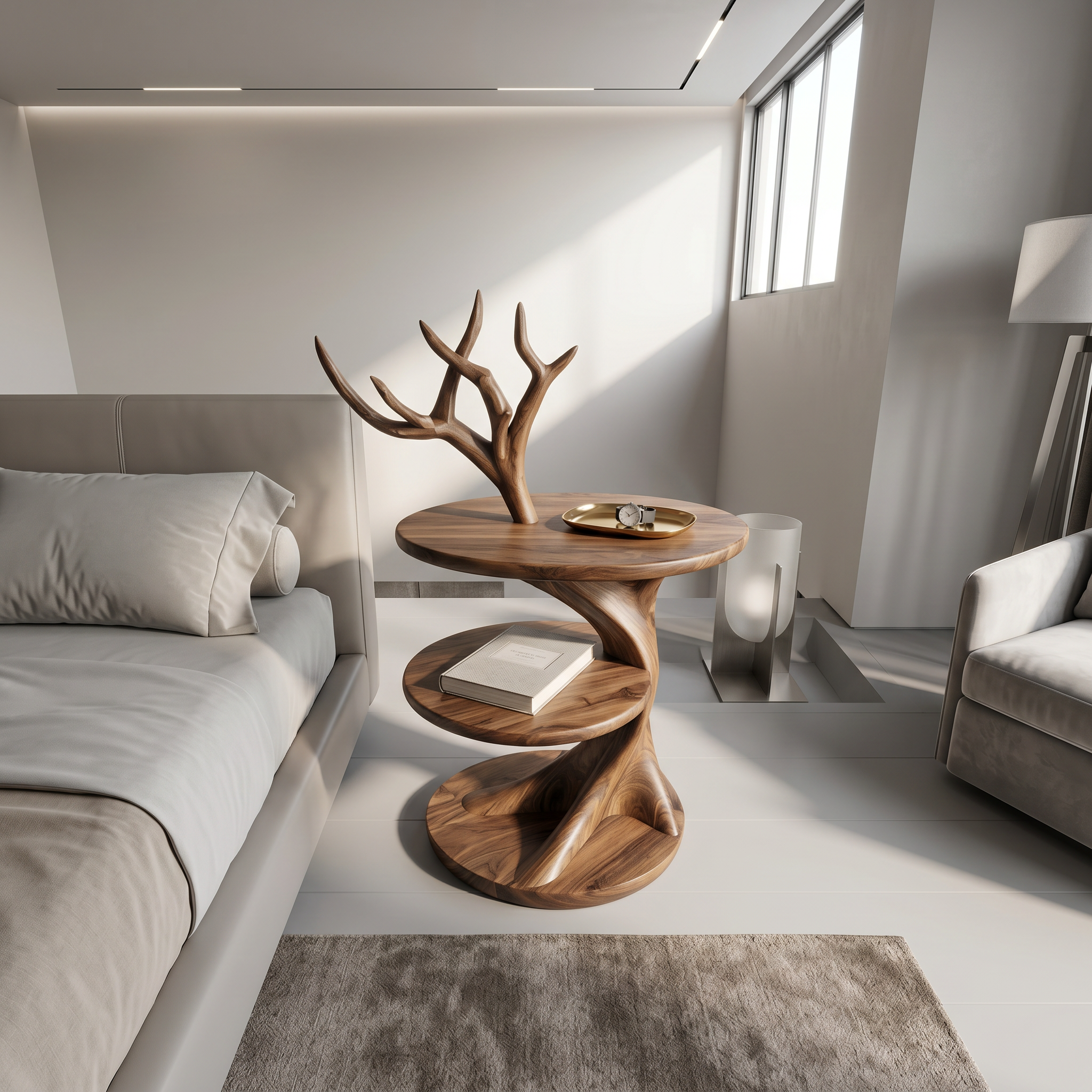 Organic Bedside Table With Sculptural Tree Branch Form For Bedroom And Reading Nook SINLSABT269