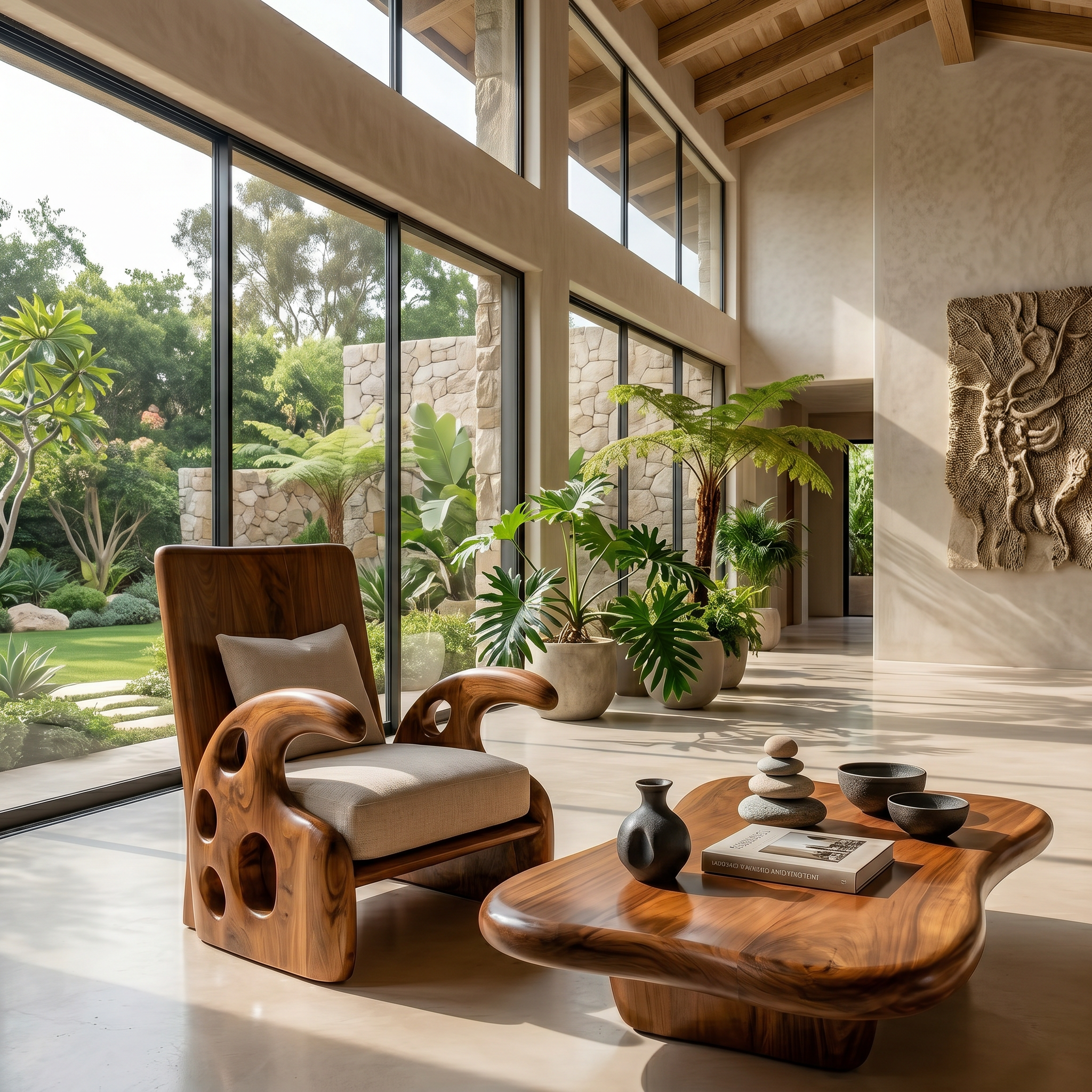 Organic Wooden Armchair For Reading Corner And Living Room SINLSA001
