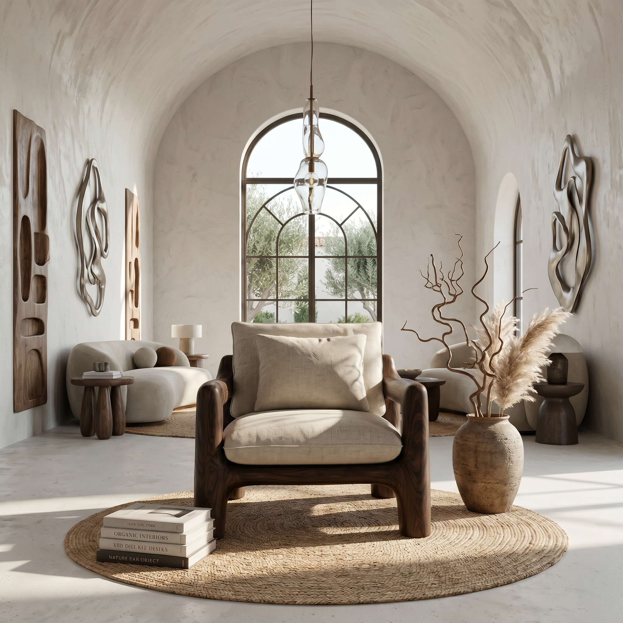 Rustic Organic Accent Chair For Living Room Statement Seating SINLSAAC011