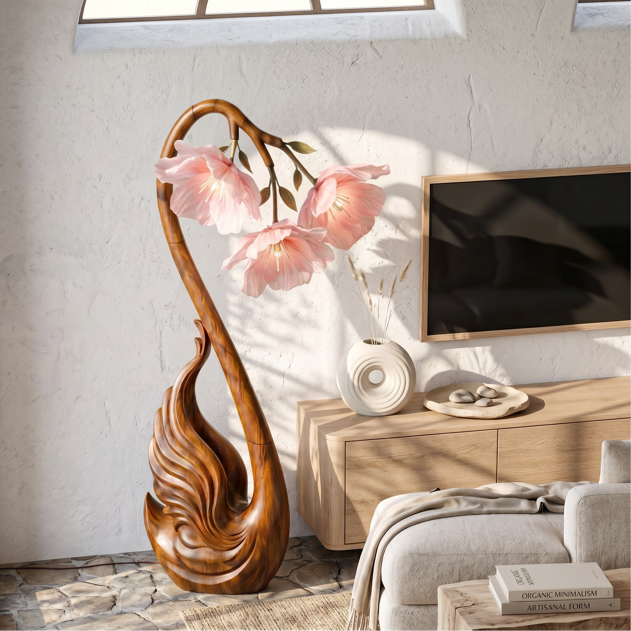 Modern Floor Lamp Sculptural Flower Design For Living Room SINLSAFLP108