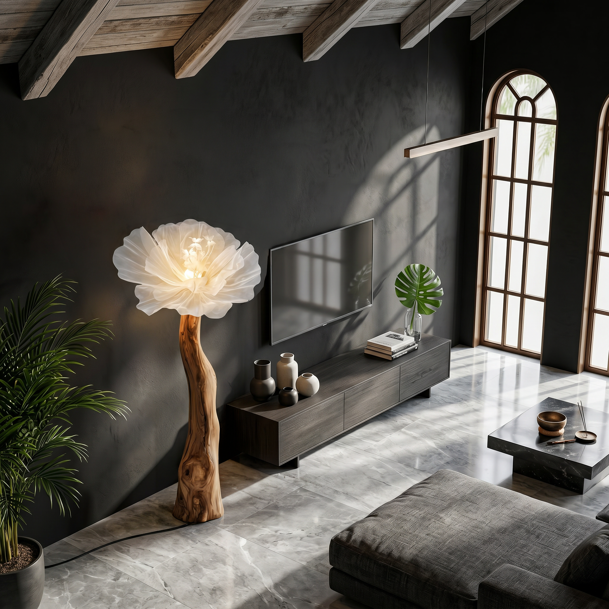 Sculptural Standing Lamp Organic Blossom Form For Living Room SINLSAFLP113