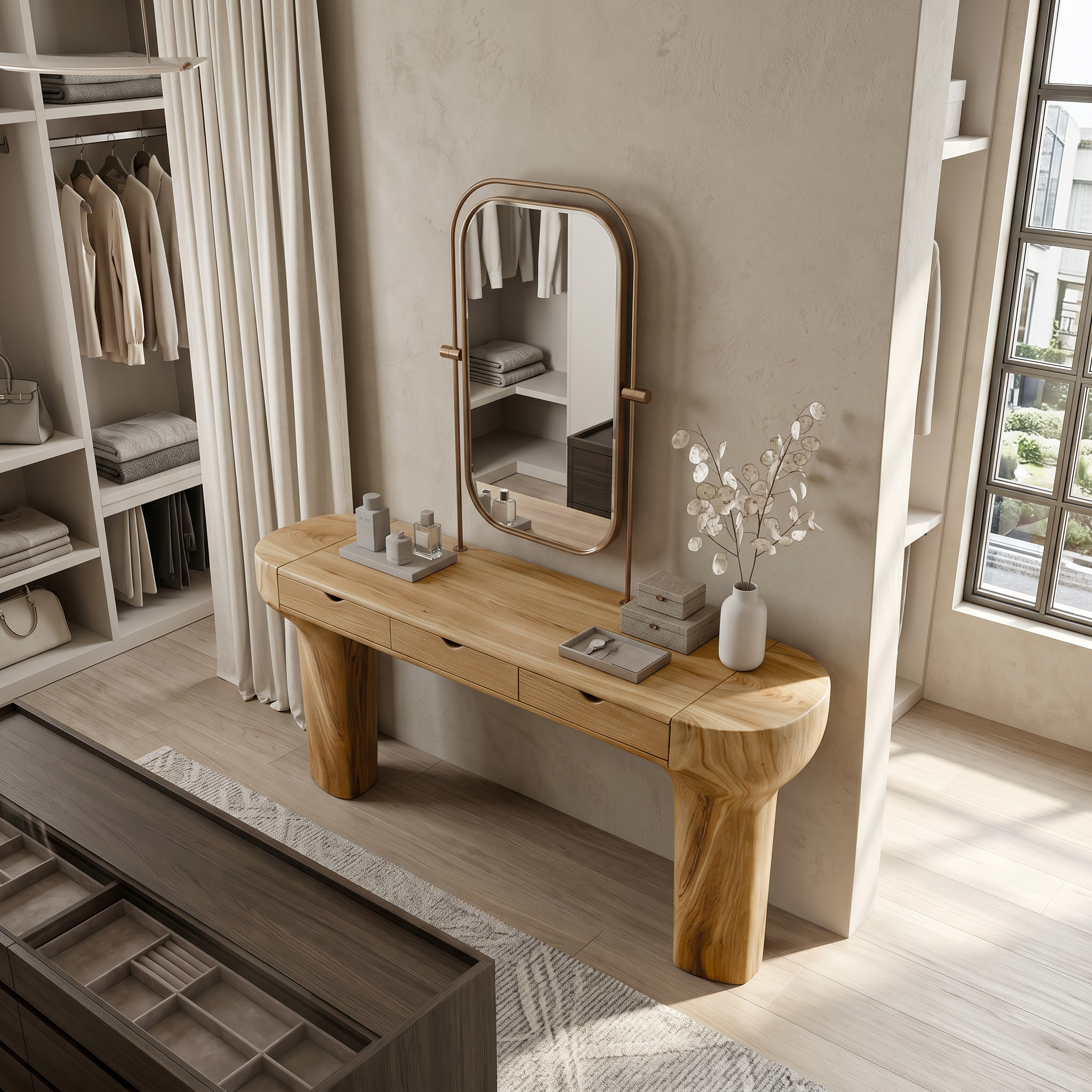 Scandinavian Dressing Table With Storage Cabinet For Bedroom And Dressing Room SINLSABDT089