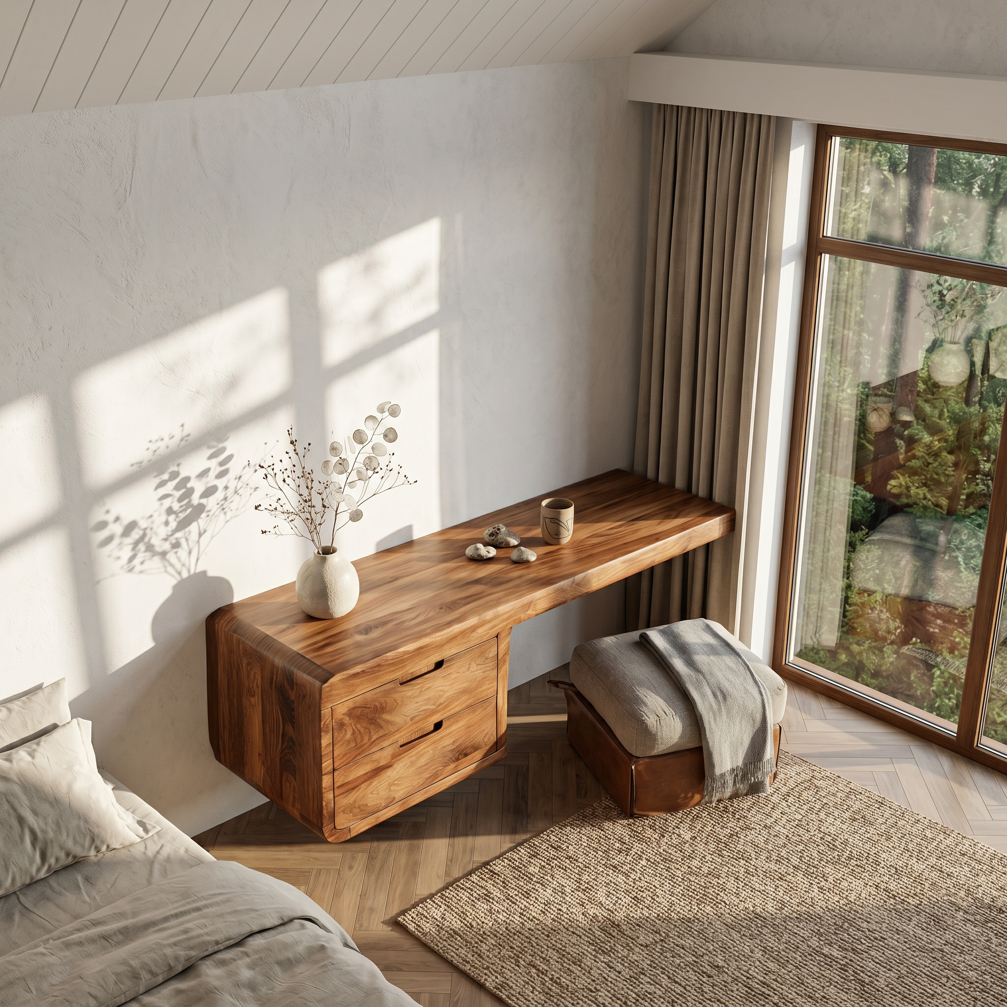 Wall Mounted Desk With Built In Storage Cabinet For Study And Workspace SINLSADK152