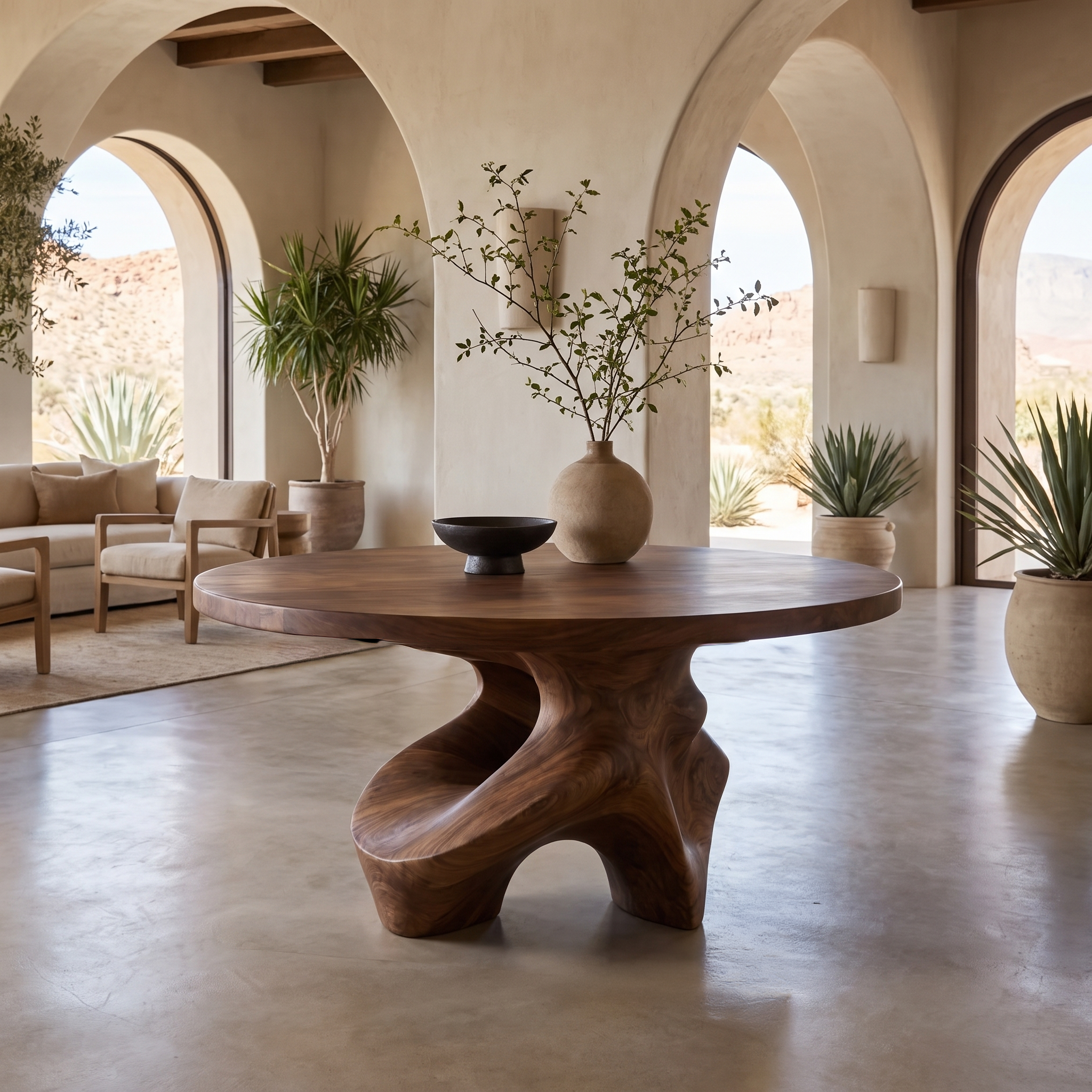 Minimalist Foyer Table Handcrafted Organic Base For Entryway SINLSAFT049