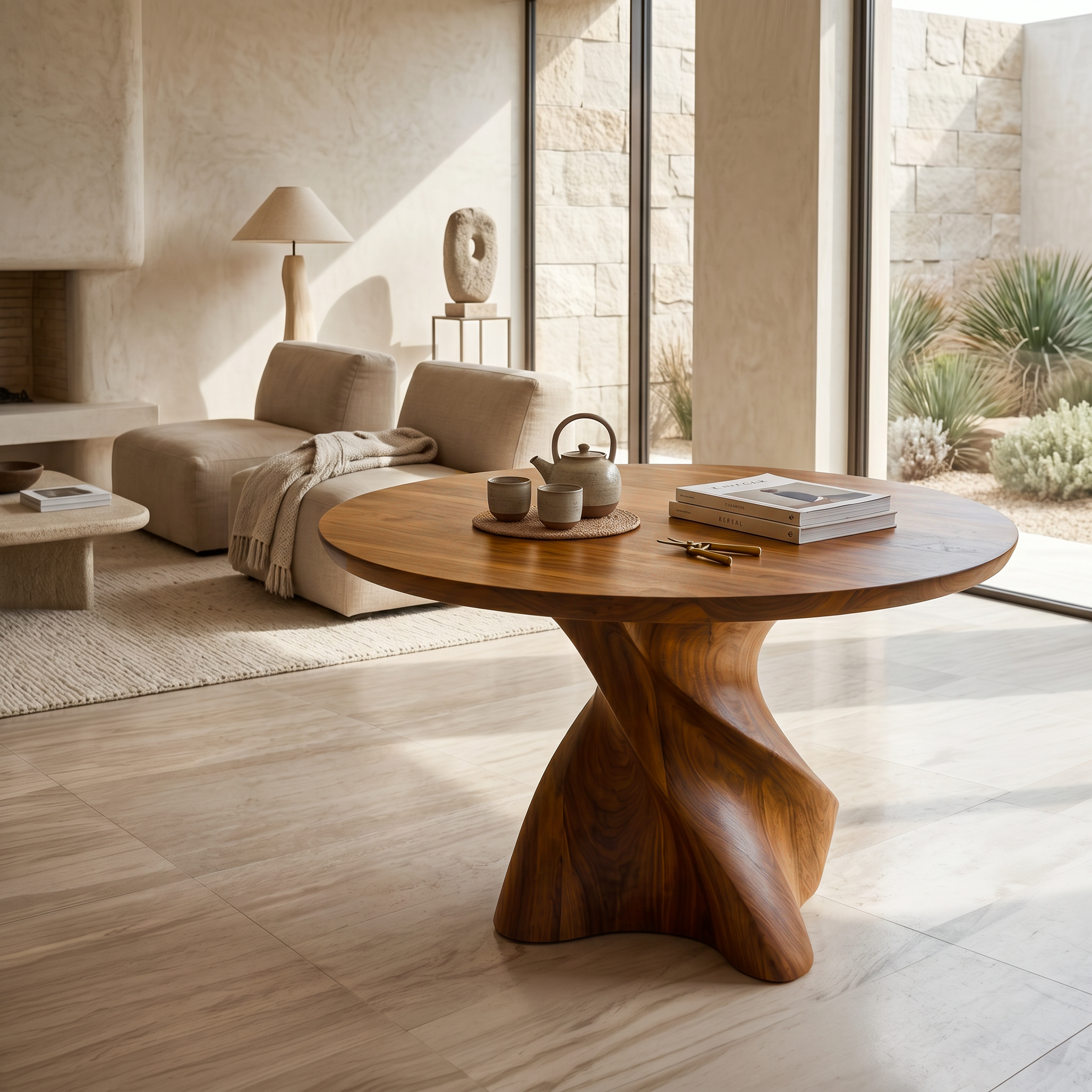 Organic Modern Foyer Table Handcrafted Freeform Design For Luxury Entryway SINLSAFT050