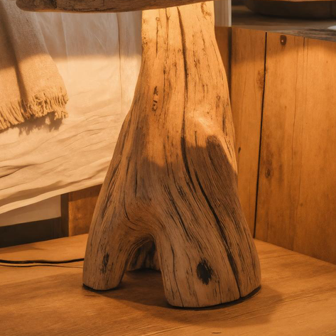 Rustic Wooden Mushroom Table Lamp For Bedroom Or Living Room SITHTTLAM010