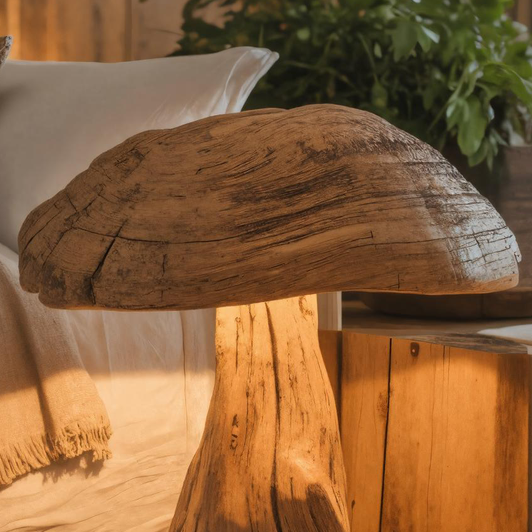 Rustic Wooden Mushroom Table Lamp For Bedroom Or Living Room SITHTTLAM010