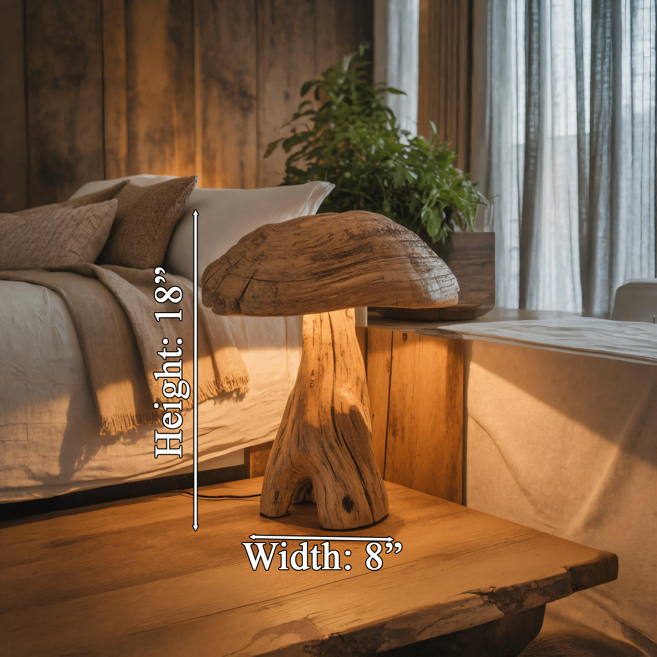 Rustic Wooden Mushroom Table Lamp For Bedroom Or Living Room SITHTTLAM010