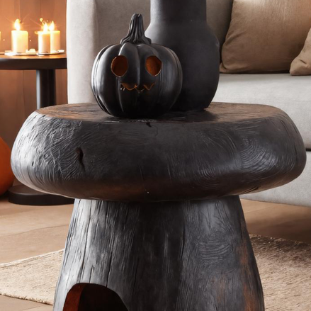 Rustic Mushroom Side Table With Candle Holder For Halloween Or Home Decor SITHTTHW017