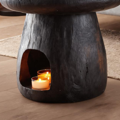Rustic Mushroom Side Table With Candle Holder For Halloween Or Home Decor SITHTTHW017