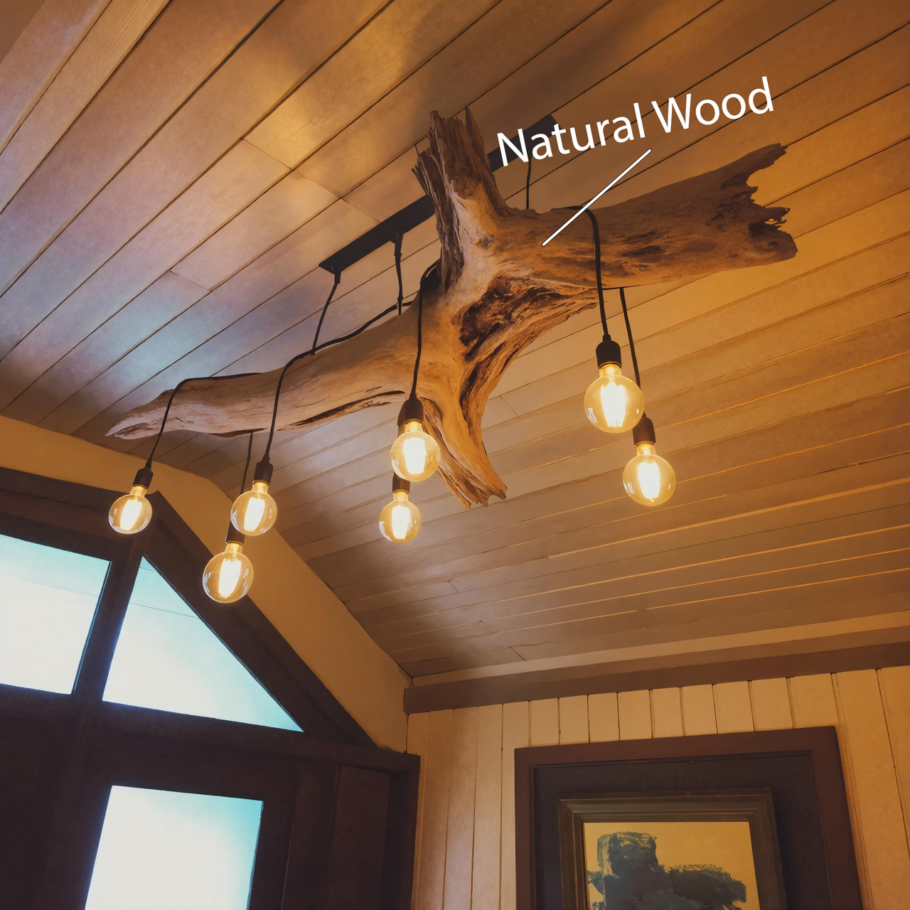 Rustic Wooden Ceiling Light For Cabin Or Dining Room SITHHNLAM008