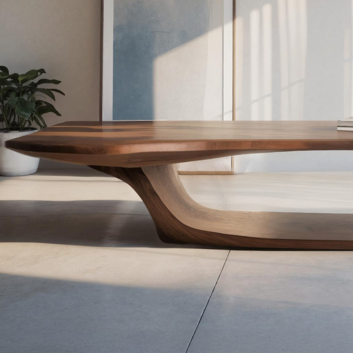 Modern Sculptural Coffee Table With Curved Design For Home Office SITHHNCF088