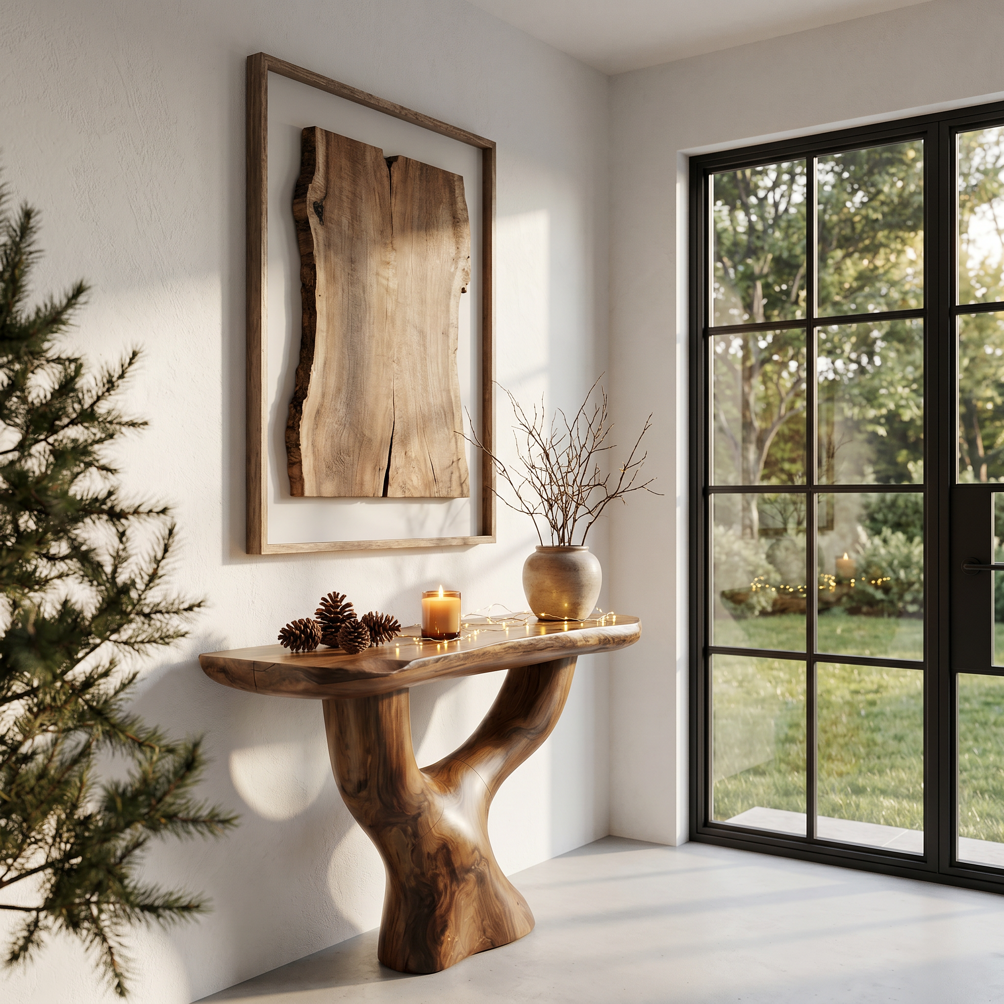 Rustic Console Table With Sculptural Tree Root Base For Entryway SINLHACS653