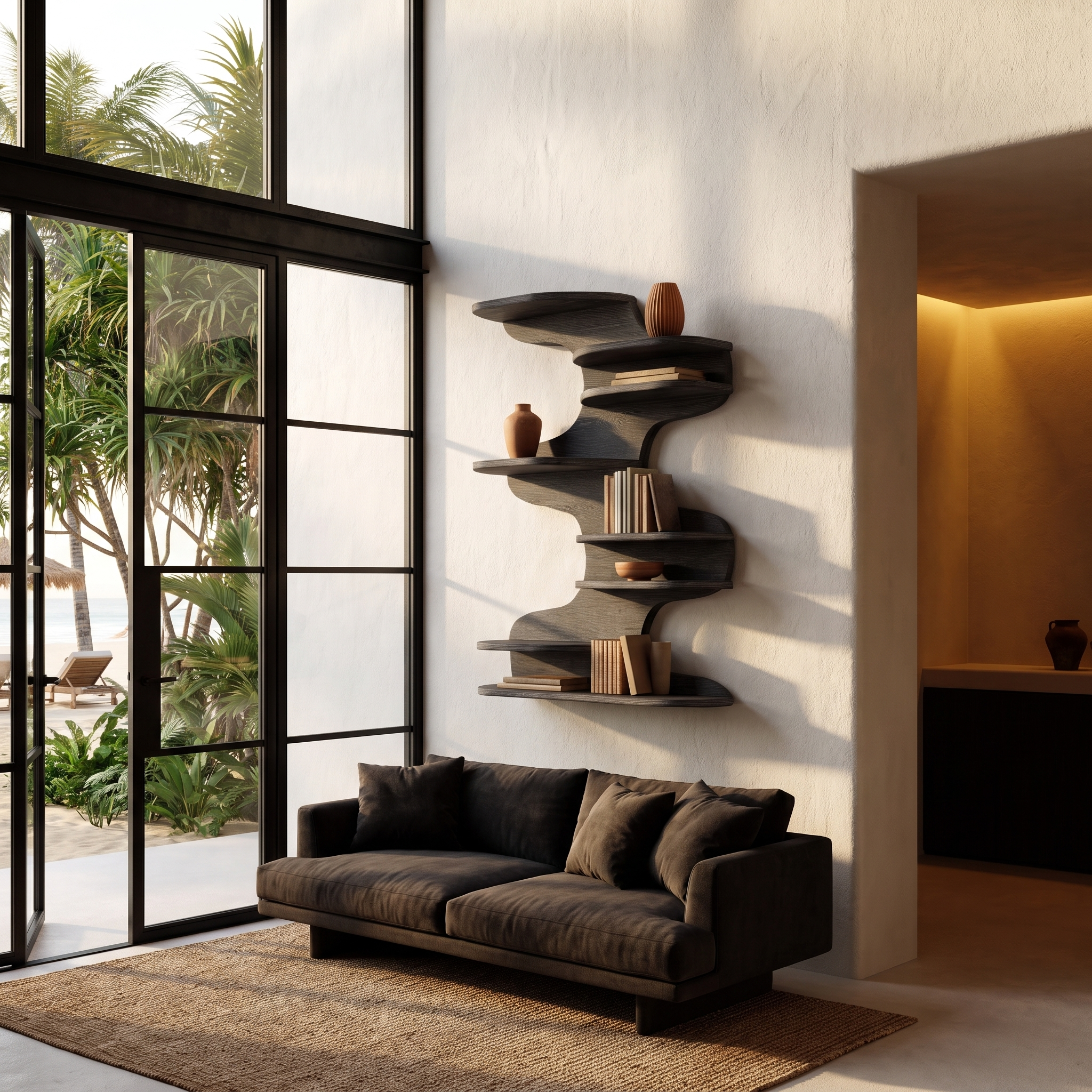Modern Floating Shelf With Nature Inspired Tree Branch Form For Living Room SINLHAFL563