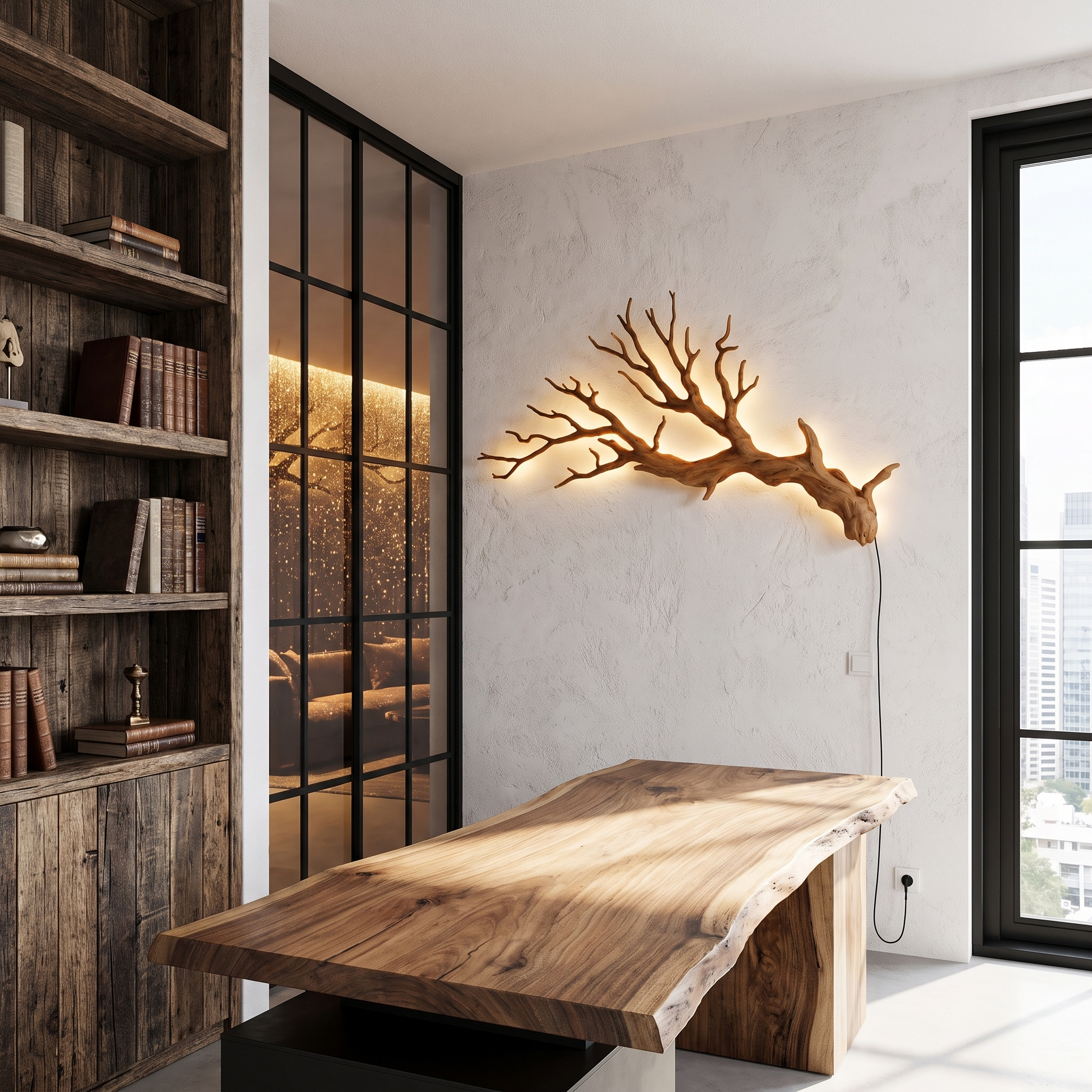 Sculptural Wall Light With Nature Inspired Tree Branch Design For Entryway SINLHAPL016