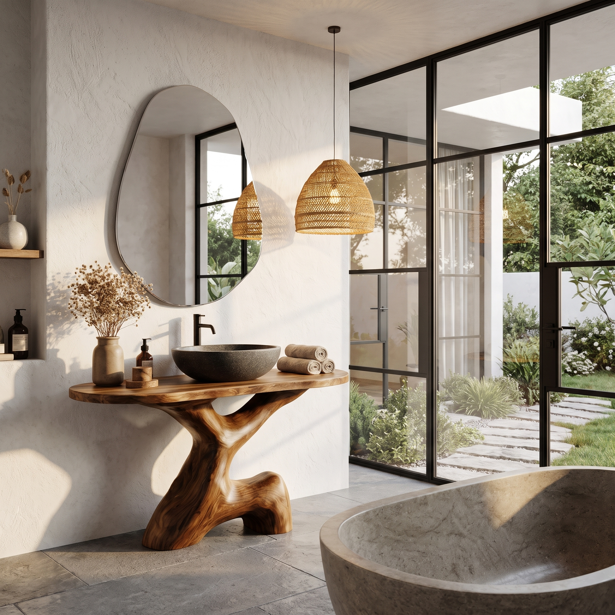 Contemporary Sculptural Bathroom Vanity Freestanding Sink Console SINLHABRV330