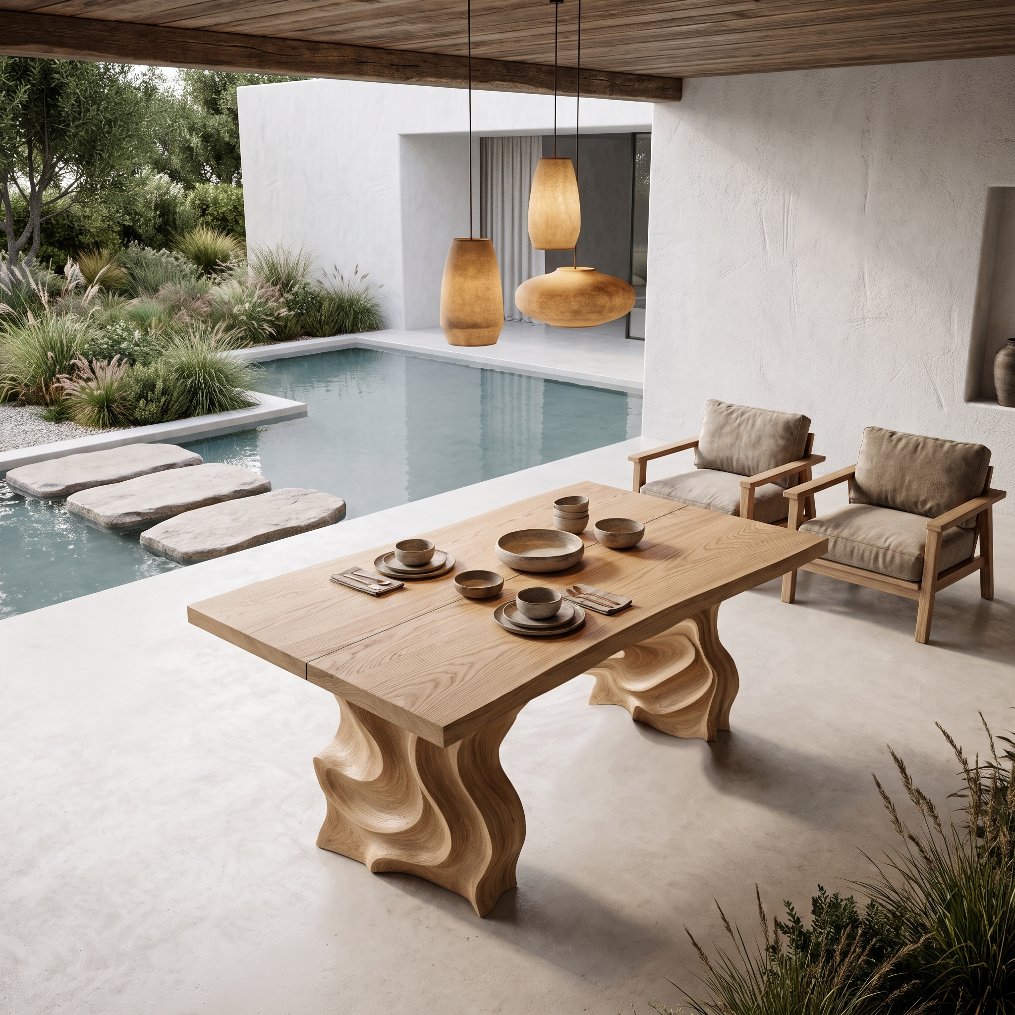 Modern Dining Table With Flowing Loop Design For Dining Room And Kitchen SINLHADN213
