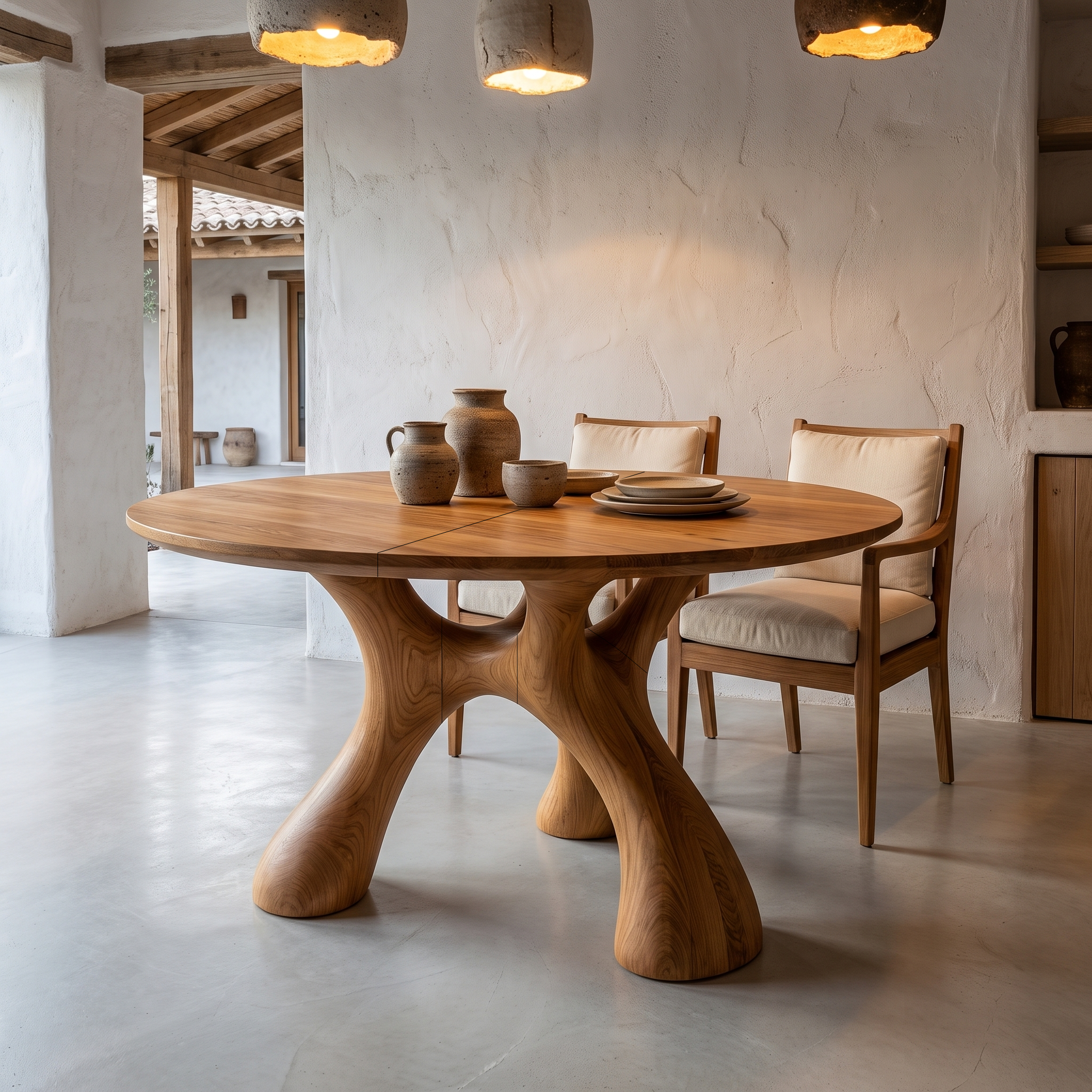 Organic Round Dining Table With Sculptural Infinity Design For Dining Room And Kitchen SINLHADN216