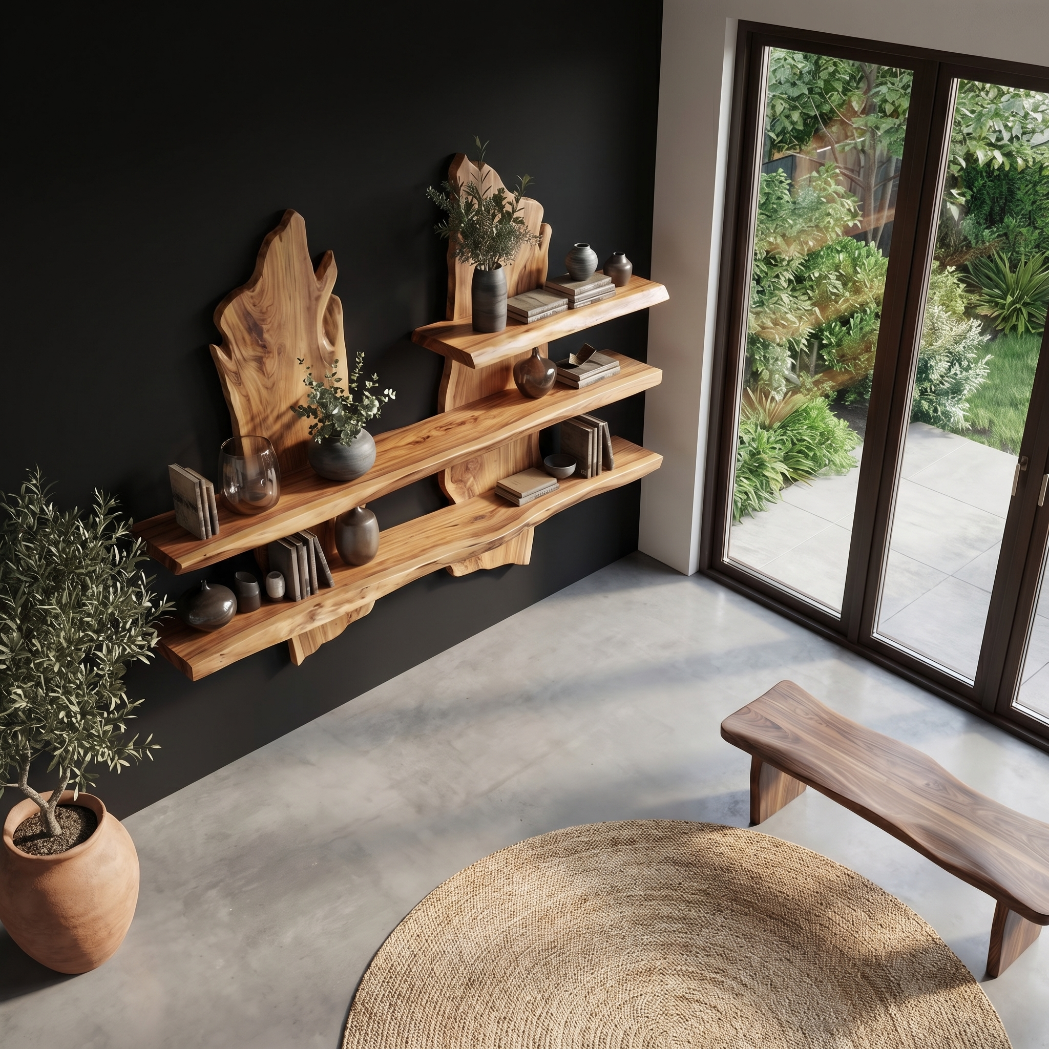 Rustic Organic Wall Shelf For Living Room And Bedroom SINLHATB718
