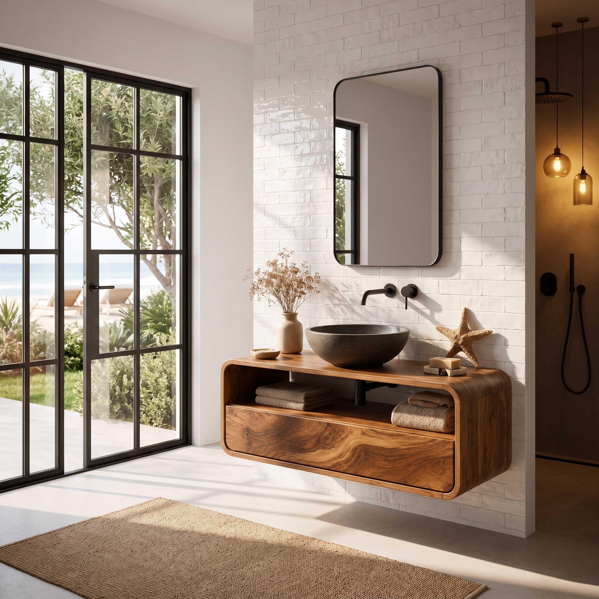 Rustic Floating Bathroom Vanity With Built In Storage Drawer For Bathroom SINLHABRV317