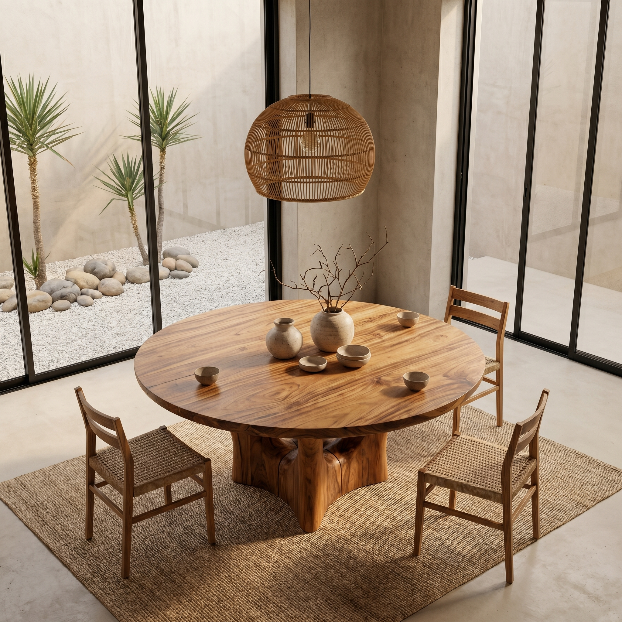 Contemporary Round Dining Table With Smooth Curved Base For Dining Room SINLHADT182