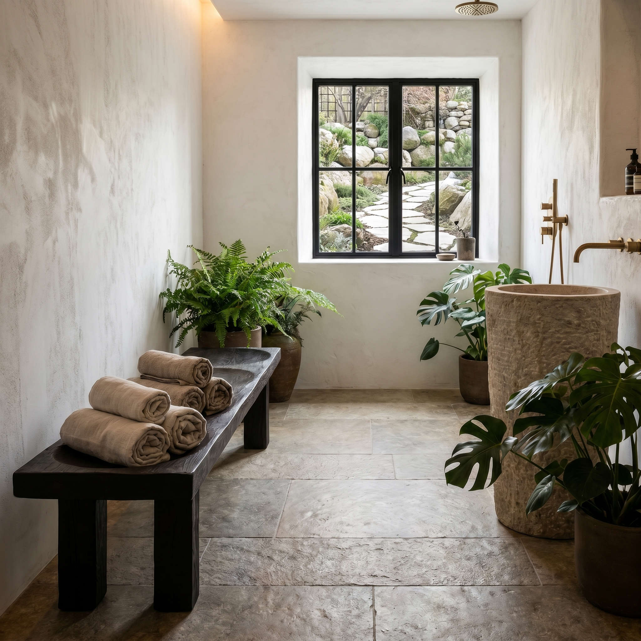 Modern Organic Shower Bench With Handcrafted Wood Construction For Bathroom SINLHARS121