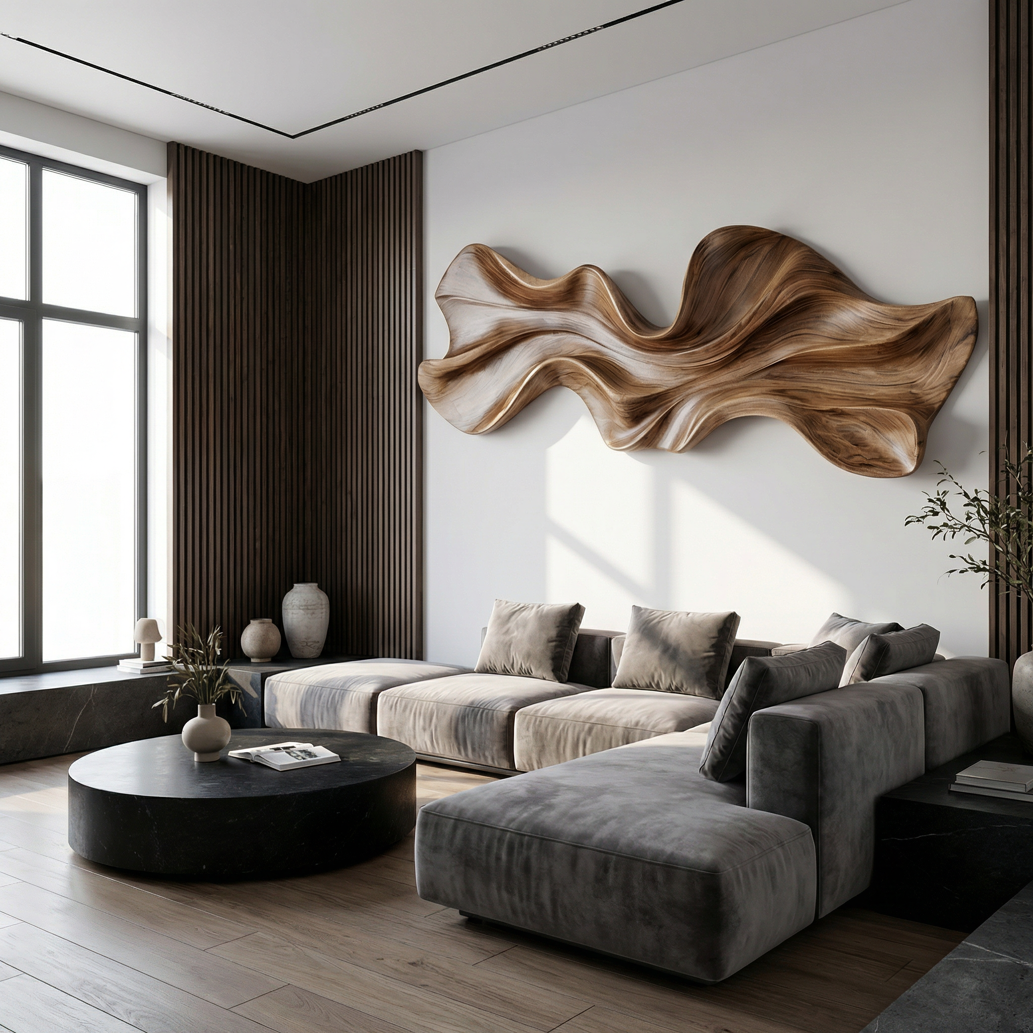 Modern Sculptural Wood Wall Decor For Living Room And Office Space SINLHAWD062