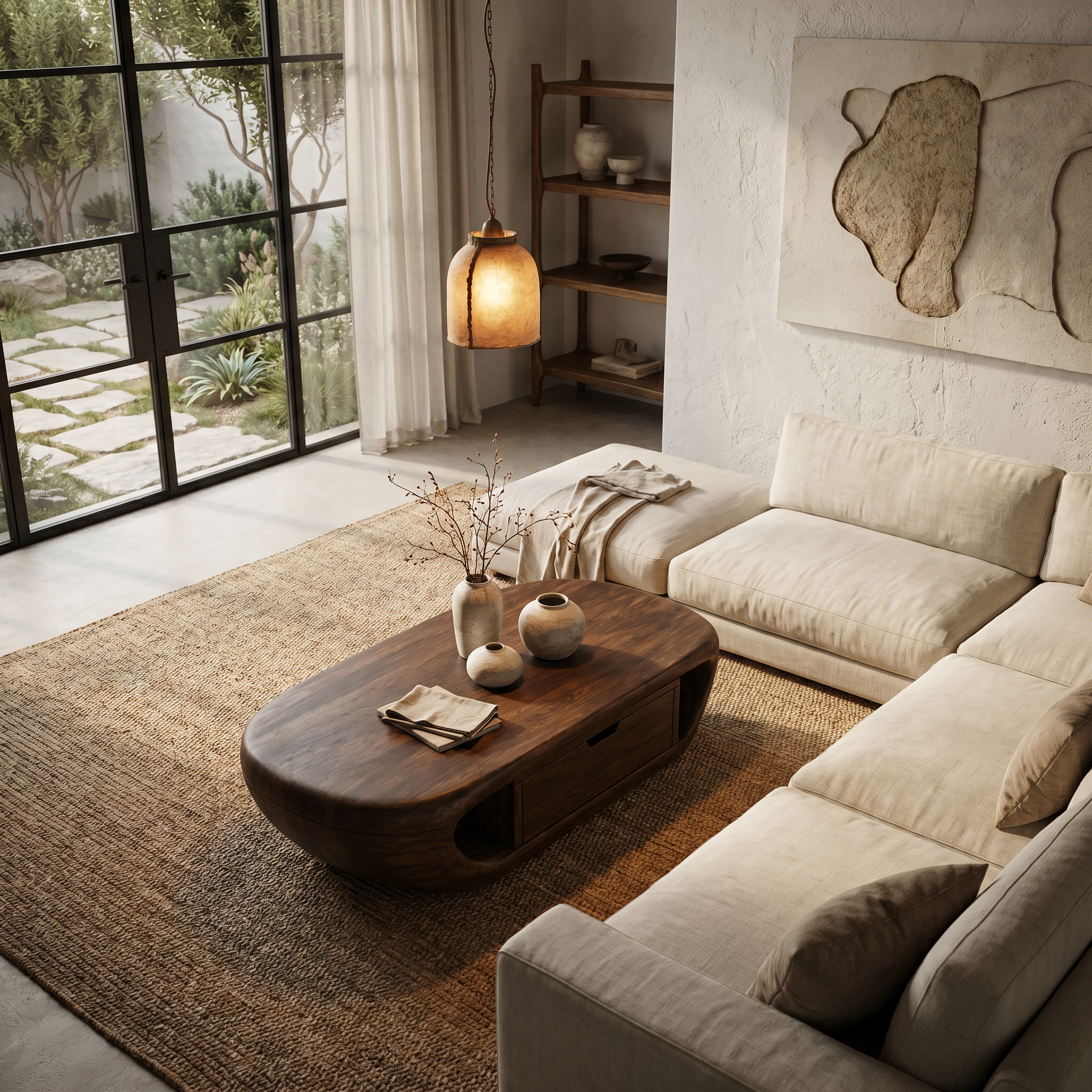 Modern Coffee Table With Built In Storage Shelf For Living Room SINLHACF369