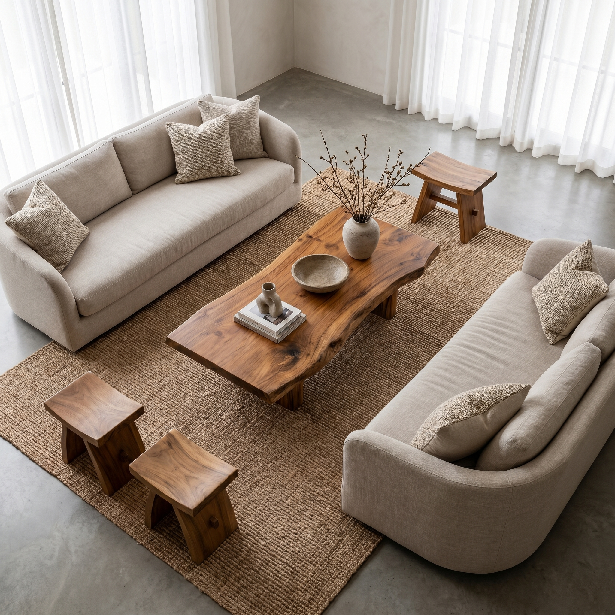 Rustic Wooden Coffee Table With Simple Solid Wood Design For Living Room SINLHACF371