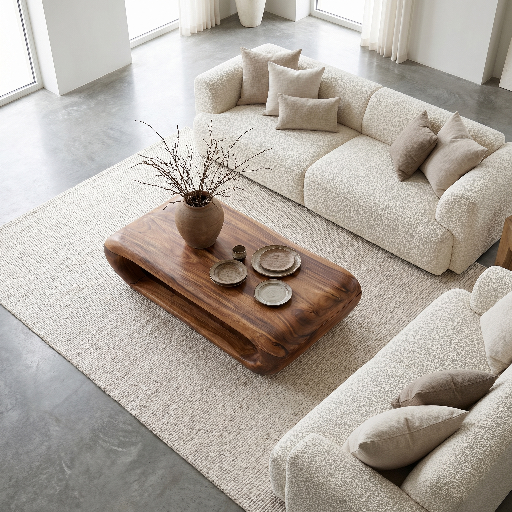 Organic Coffee Table With Open Storage For Living Room SINLHACF372