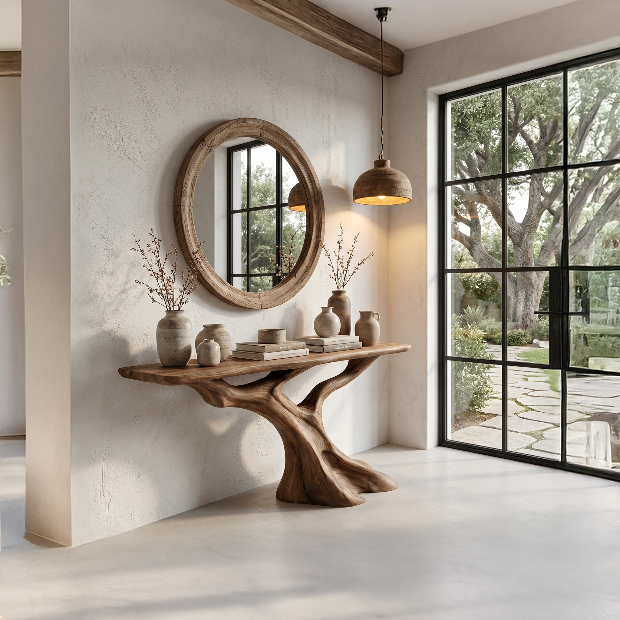 Nature Inspired Console Table With Tree Root Base For Entryway And Living Room SINLHACS584