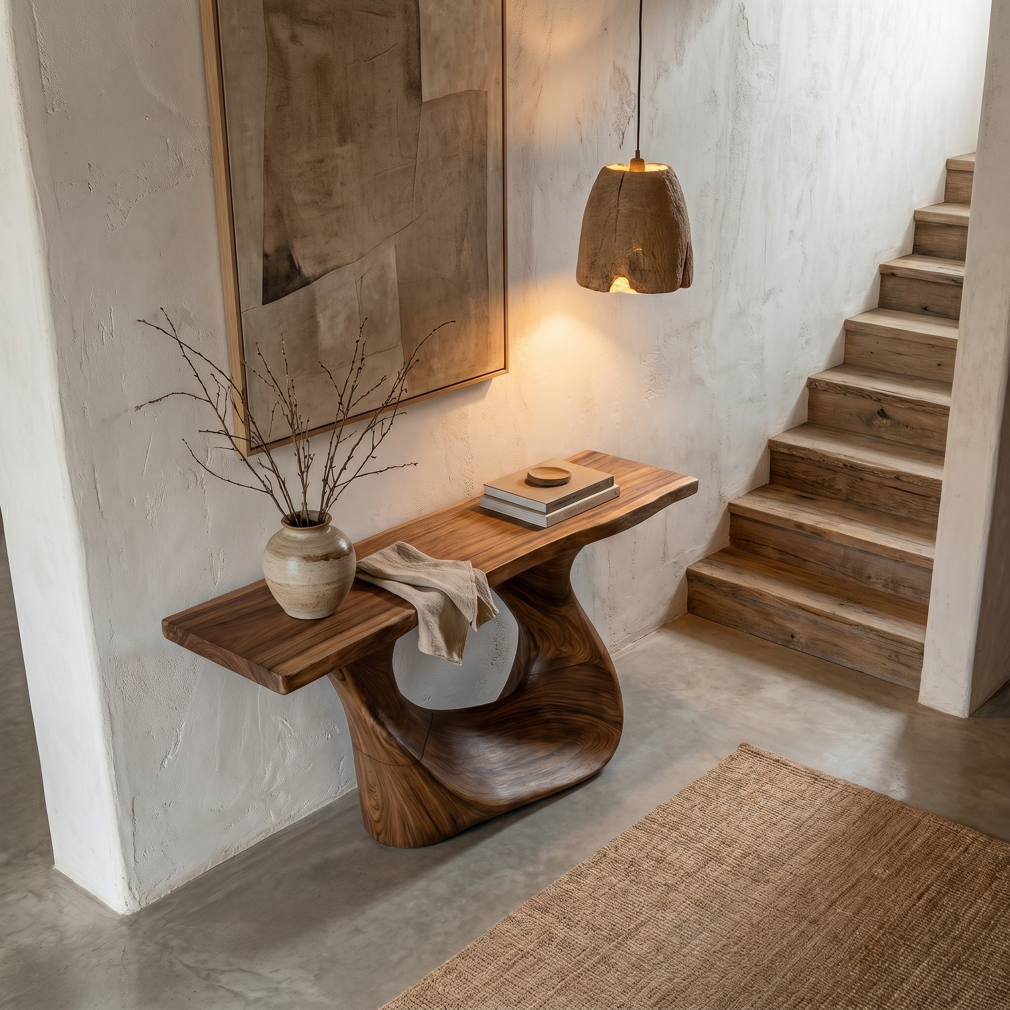 Contemporary Console Table With Unique Curved Structure For Entryway And Living Room SINLHACS572