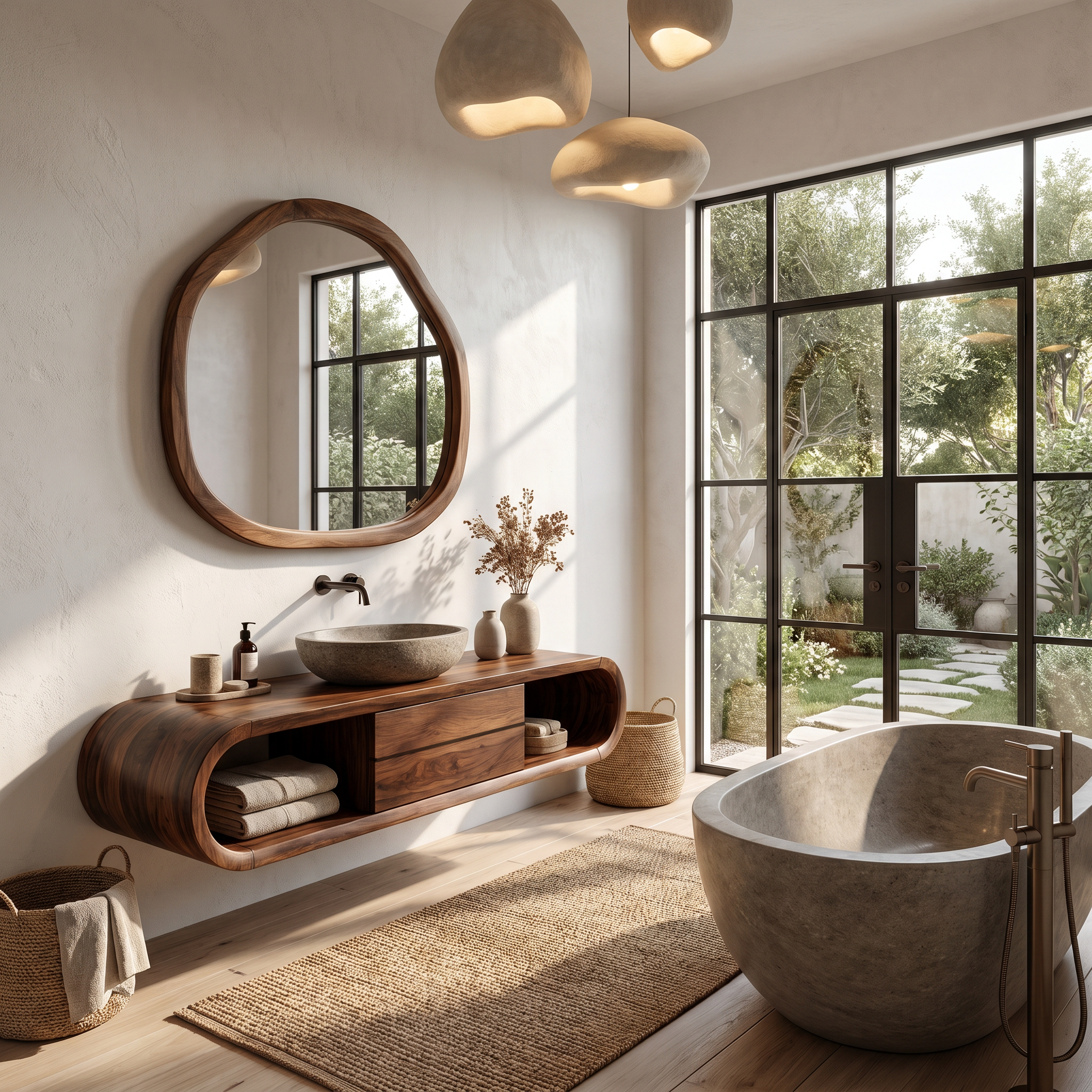 Nature Inspired Wall Mounted Bathroom Vanity With Live Edge Wood Design For Bathroom SINLHABRV319