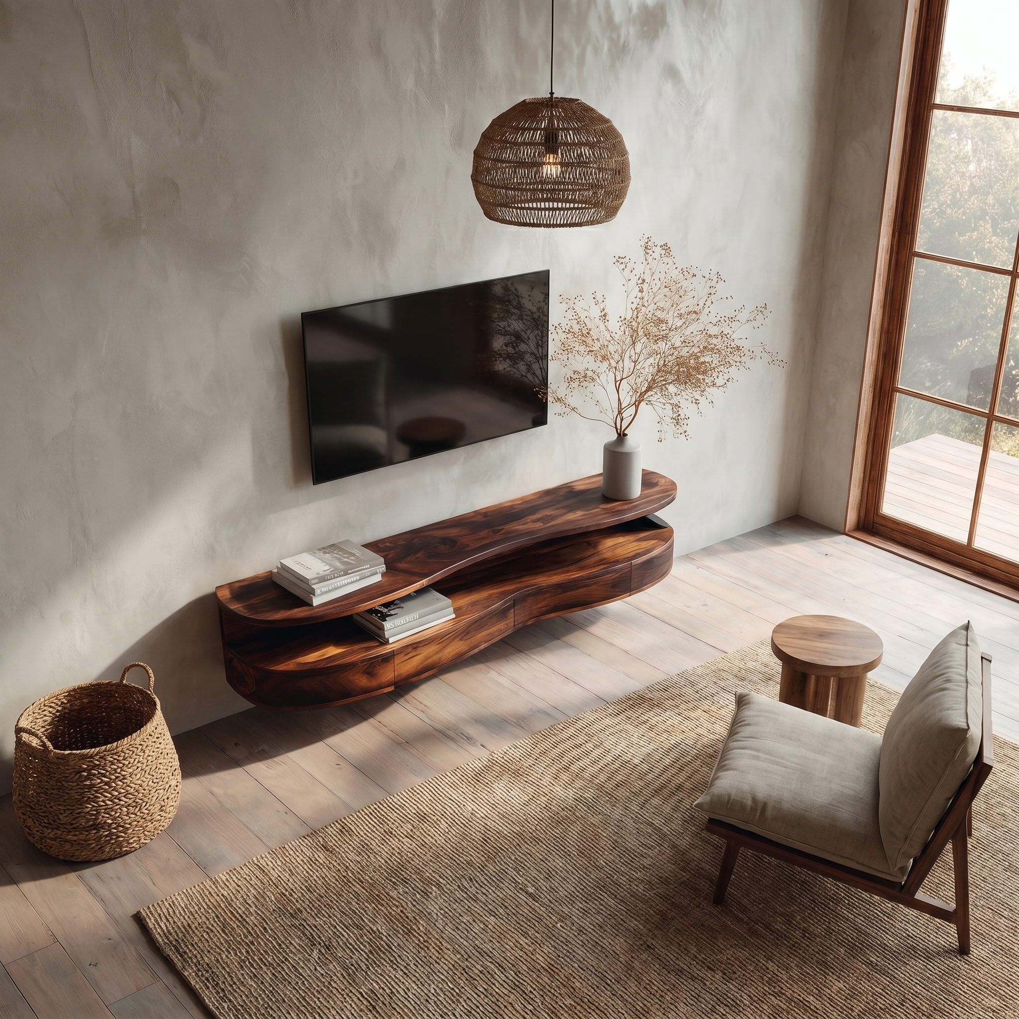 Contemporary Floating TV Stand With Built In Drawer Storage For Living Room SINLHATC053