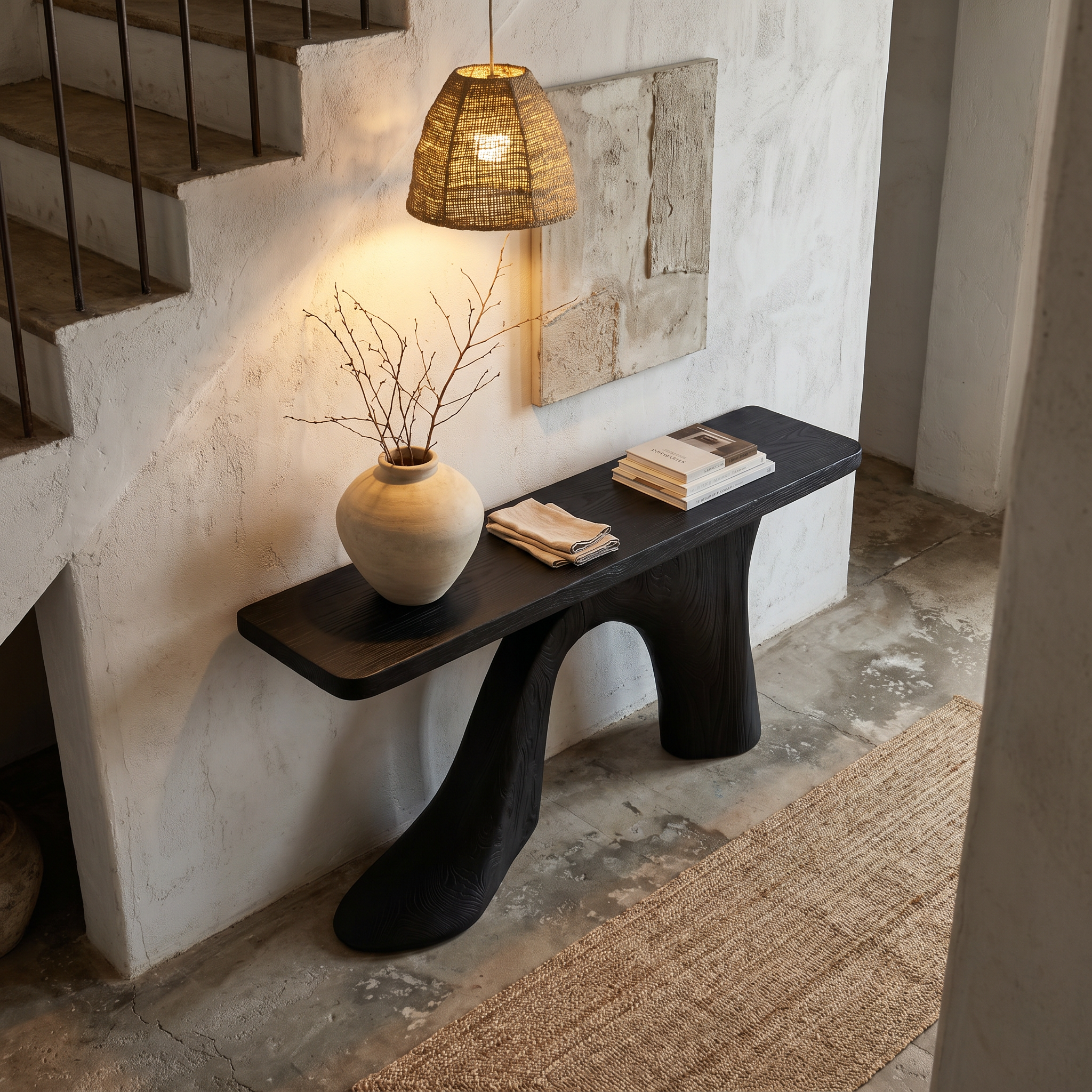 Modern Console Table Entryway Table With Sculptural Base For Living Room SINLHACS573