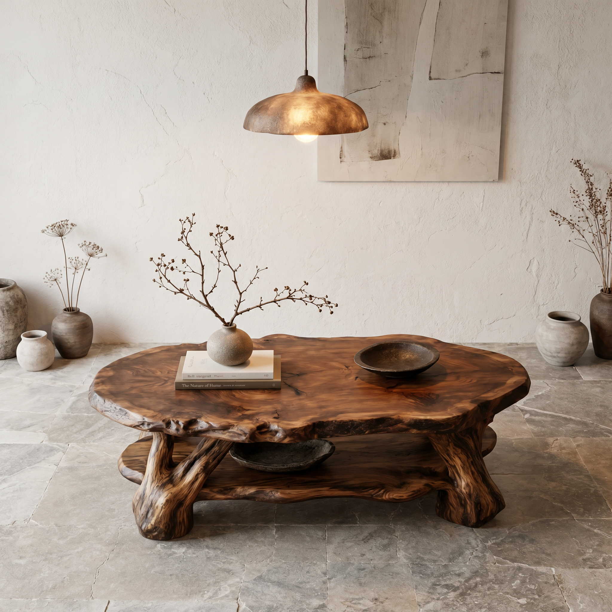 Nature Inspired Coffee Table With Sculptural Root Wood Design For Living Room SINLHACF390