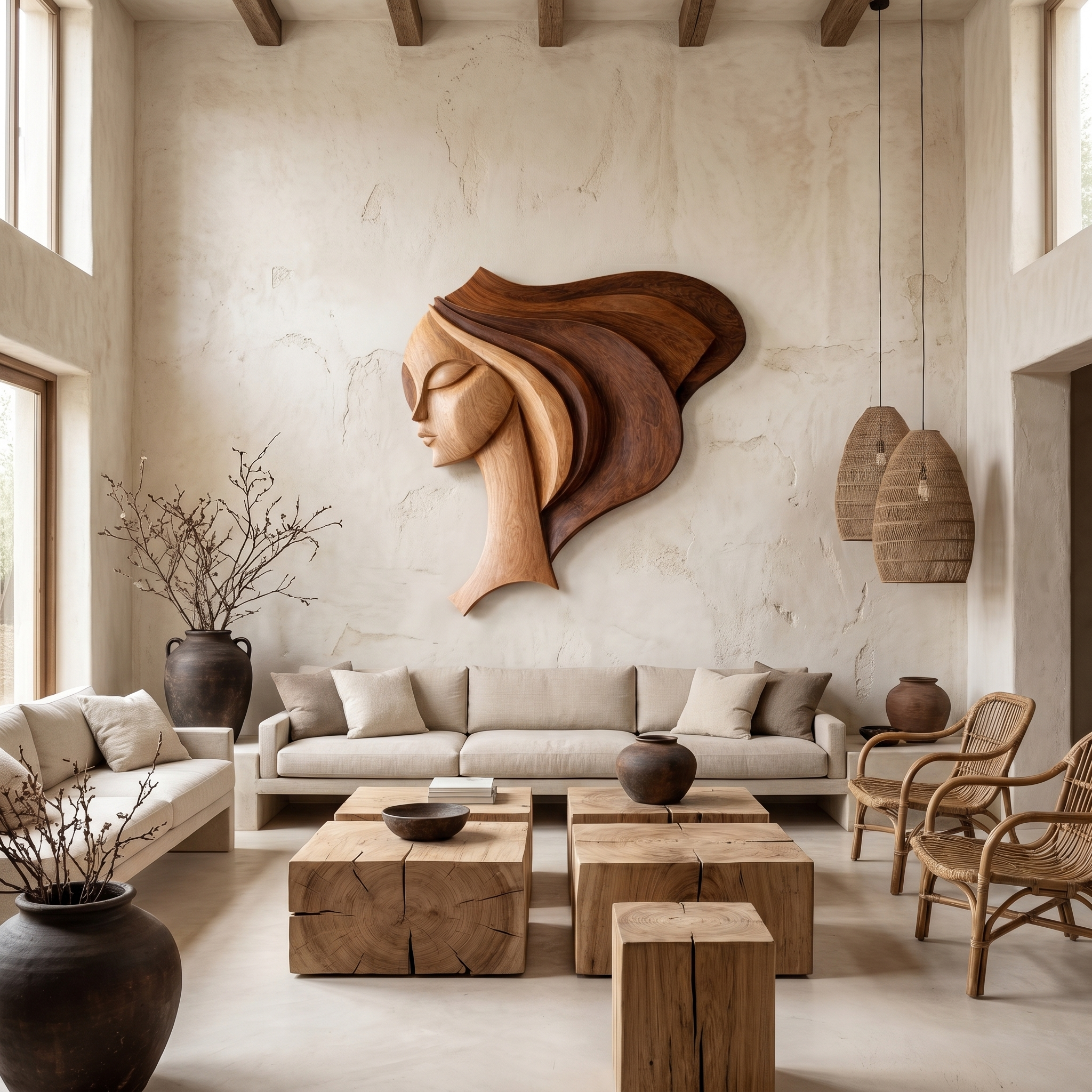 Wall Art Female Face Wall Decor Sculpture For Living Room SINLHAWD068