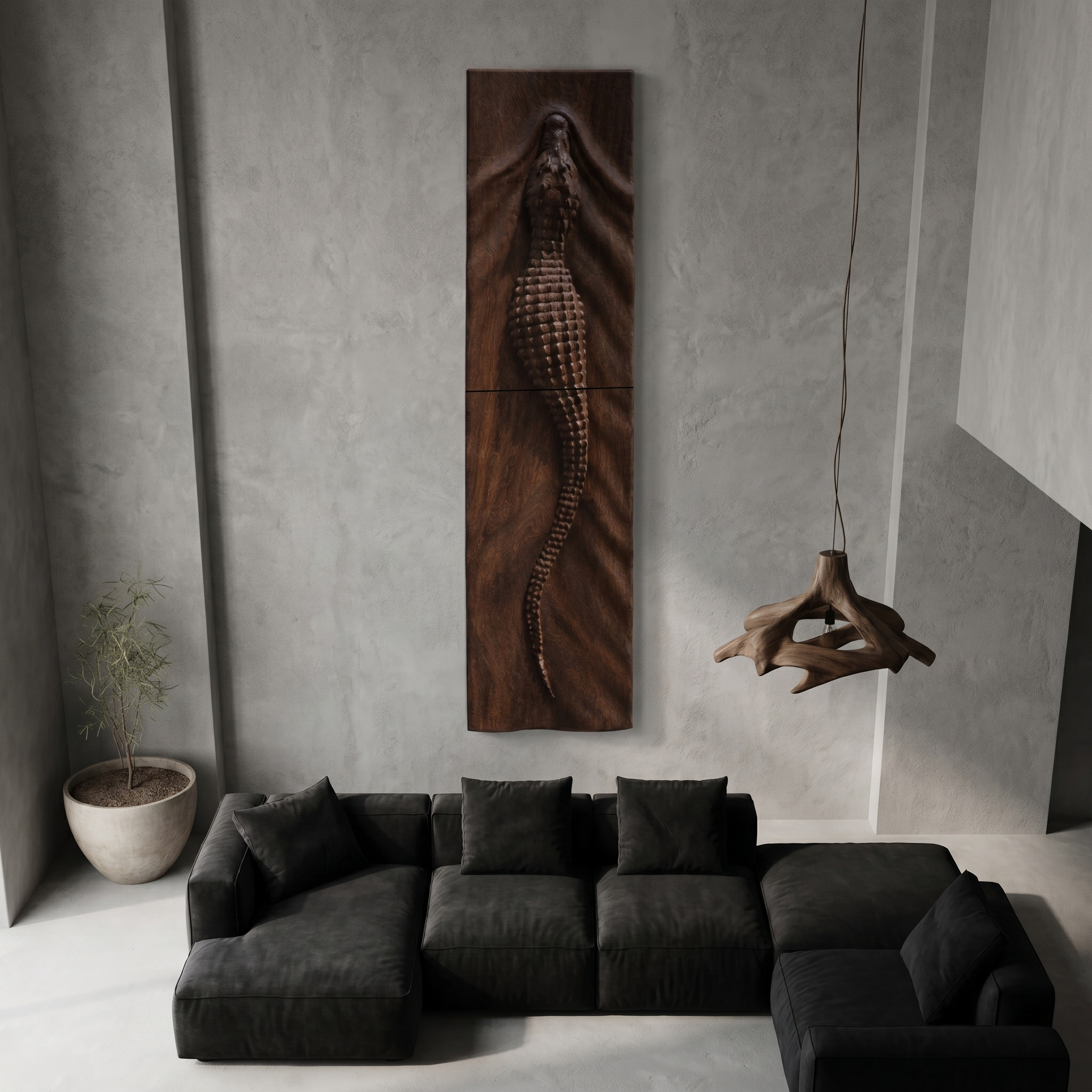 Abstract Wooden Wall Art Panel With Sculptural Organic Relief Design For Living Room And Entryway SINLHAWD102