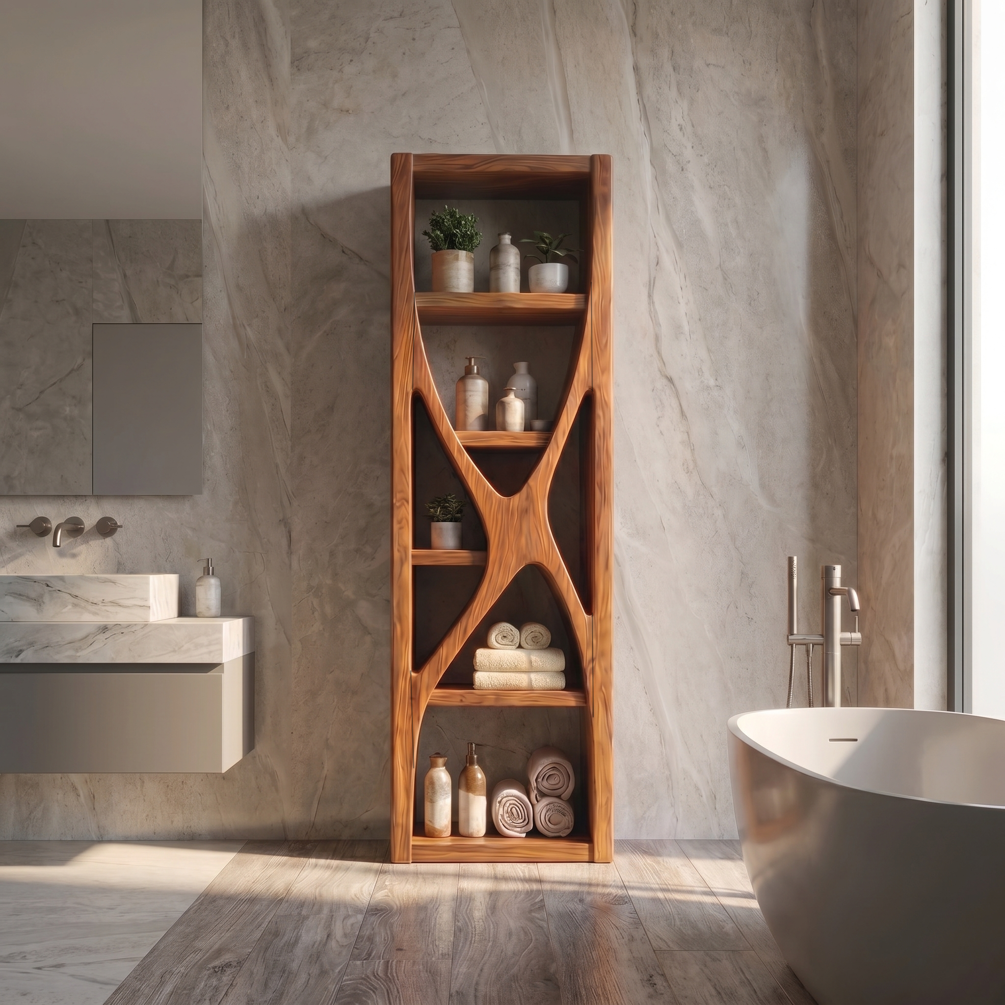 Rustic Bathroom Cabinet With Natural Branch Structure For Bathroom SINLSABCT035