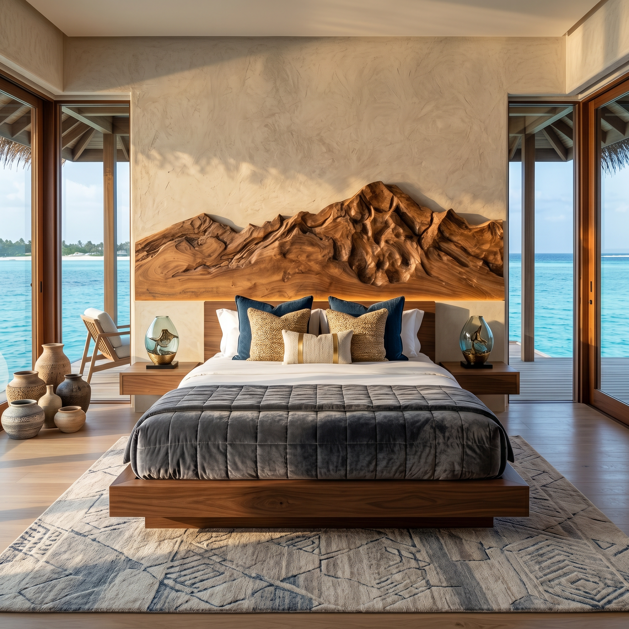 Rustic Mountain Wood Headboard For Farmhouse Bedroom Decor SILDTTRHB027